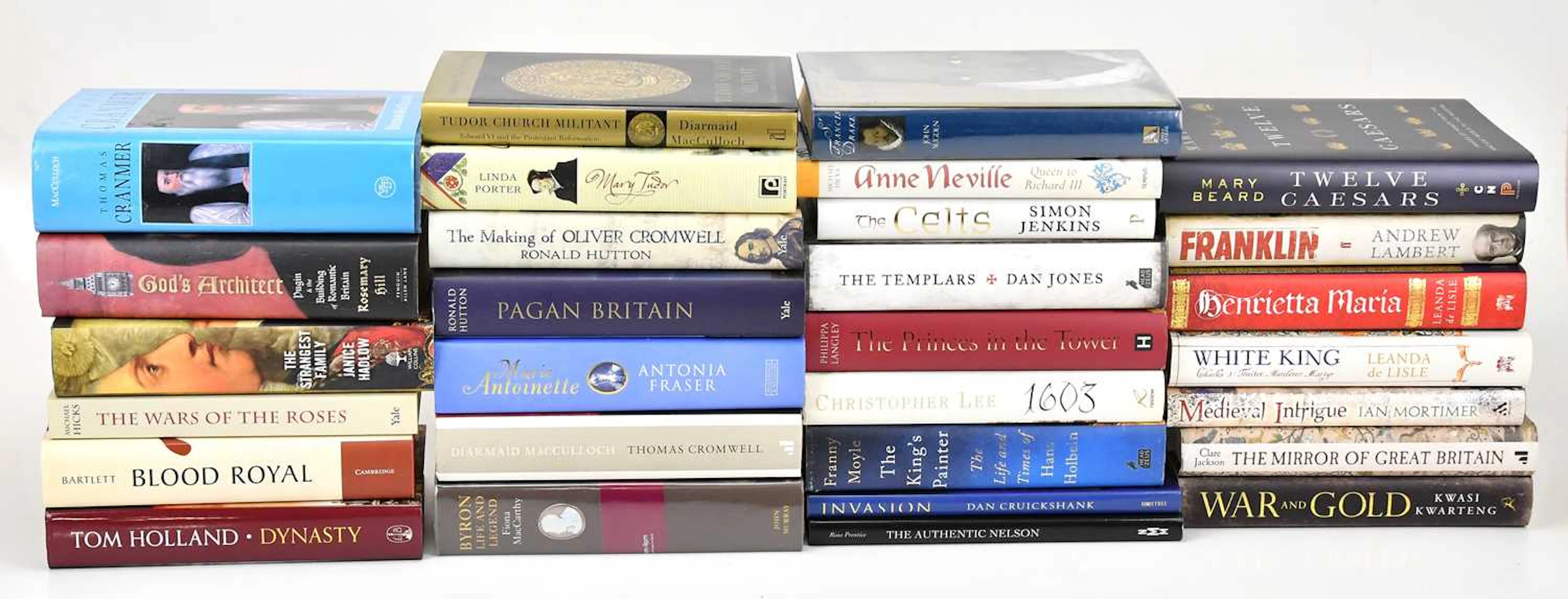 A collection of books on ancient and modern history books signed by the authors