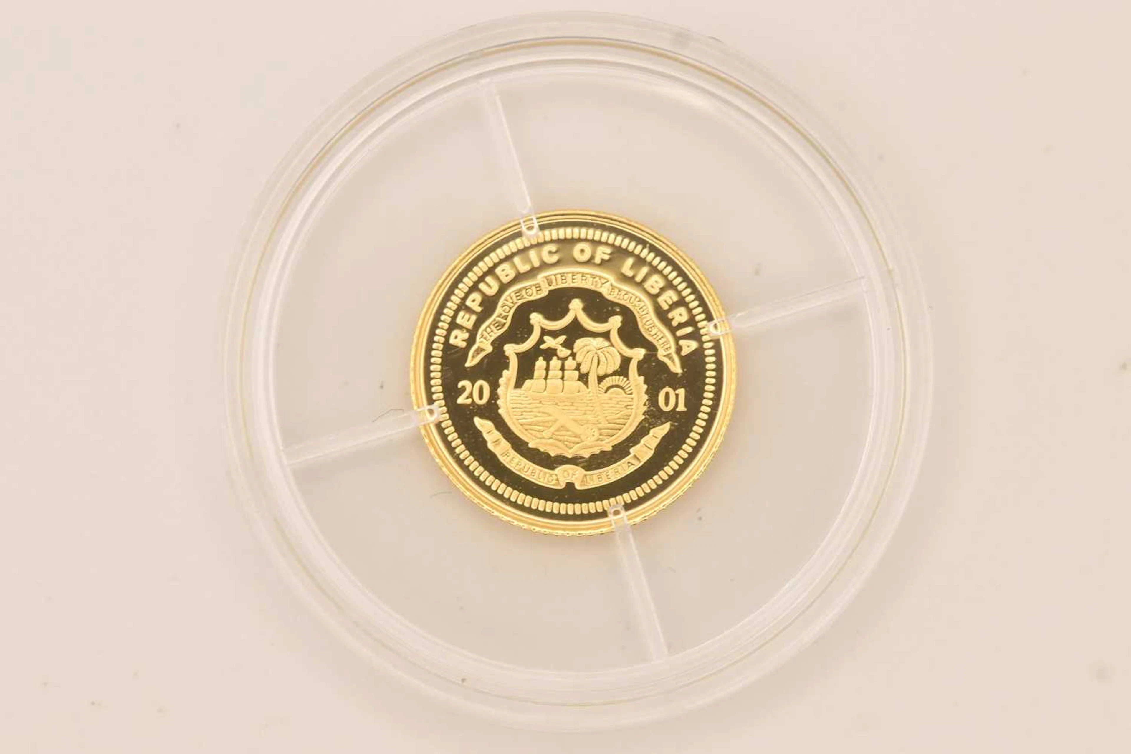 An encapsulated gold proof 2001 Republic of Liberia 25...
