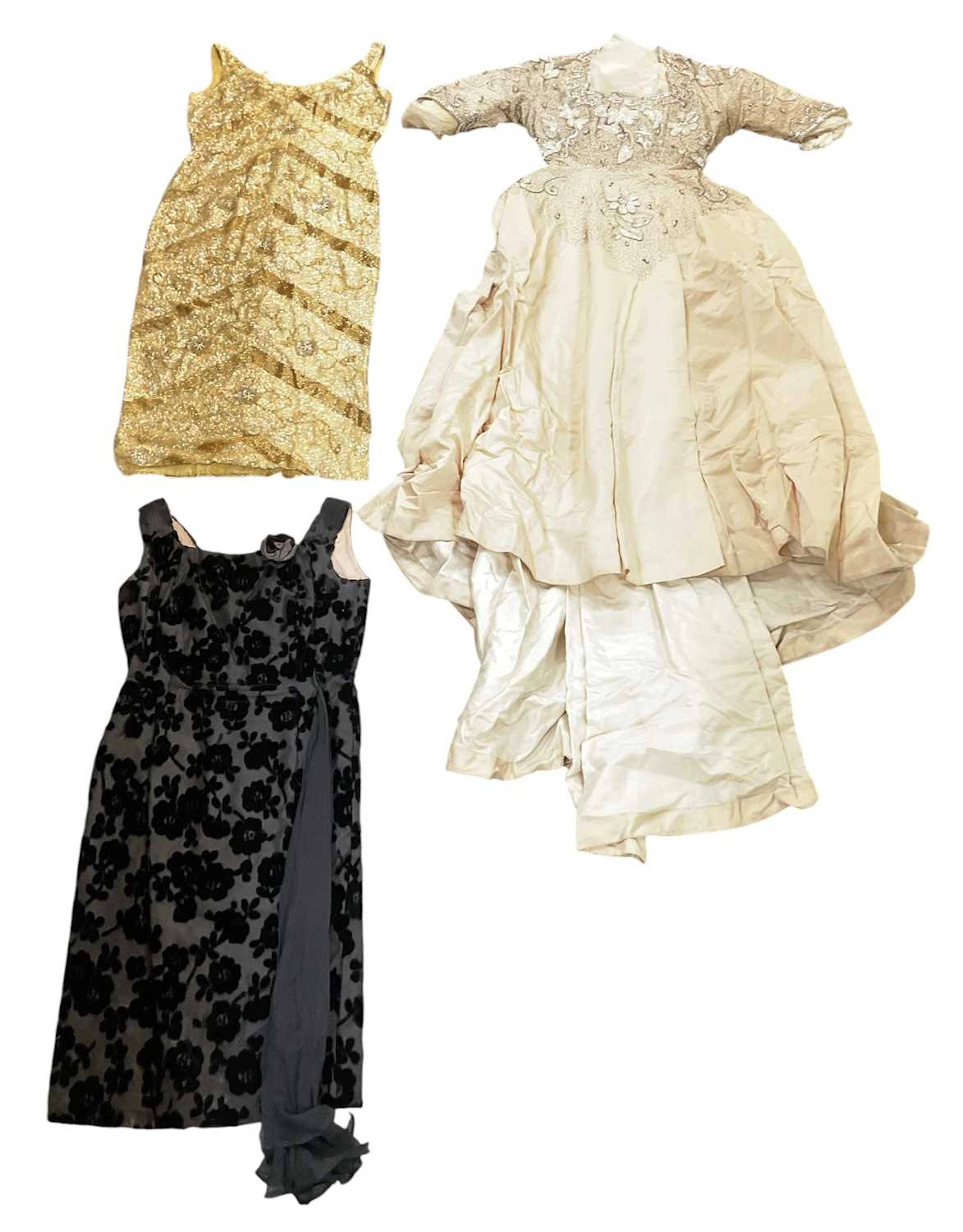 A vintage 1950s silk and sequin wedding dress by Roecliff...