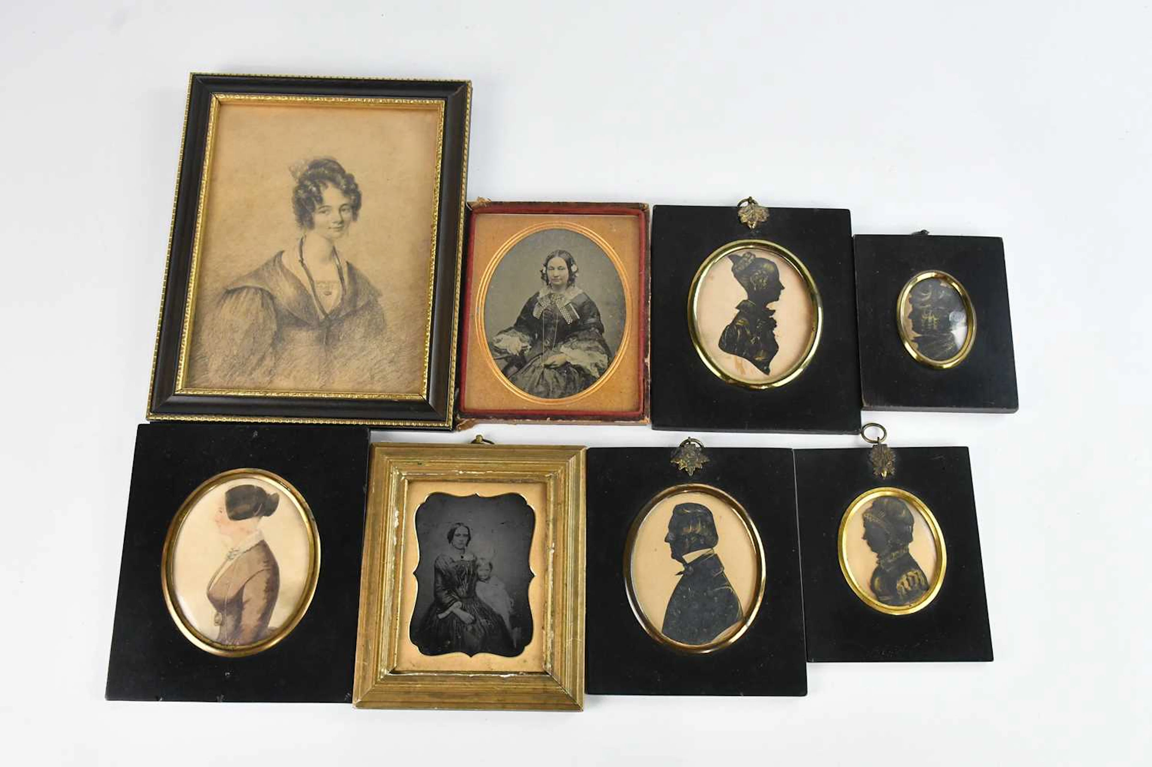 Four 19th century silhouettes including the side profile of a gentleman