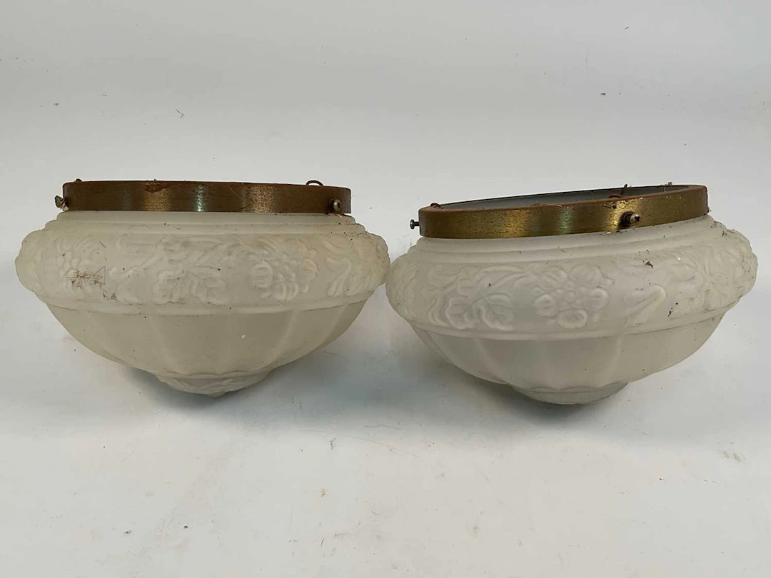 A pair of opaline glass plafonniers