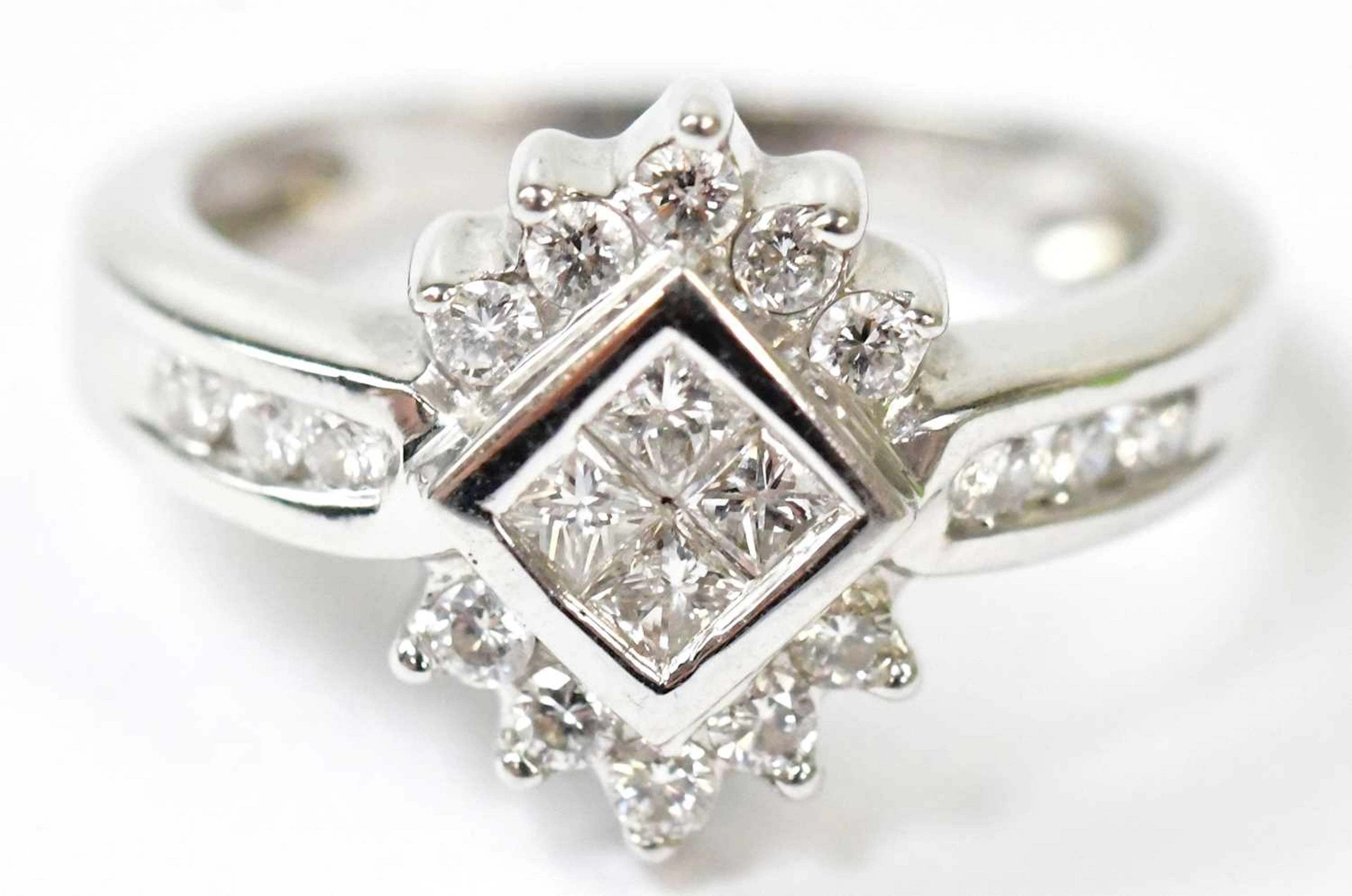 An 18ct white gold ring set with diamonds