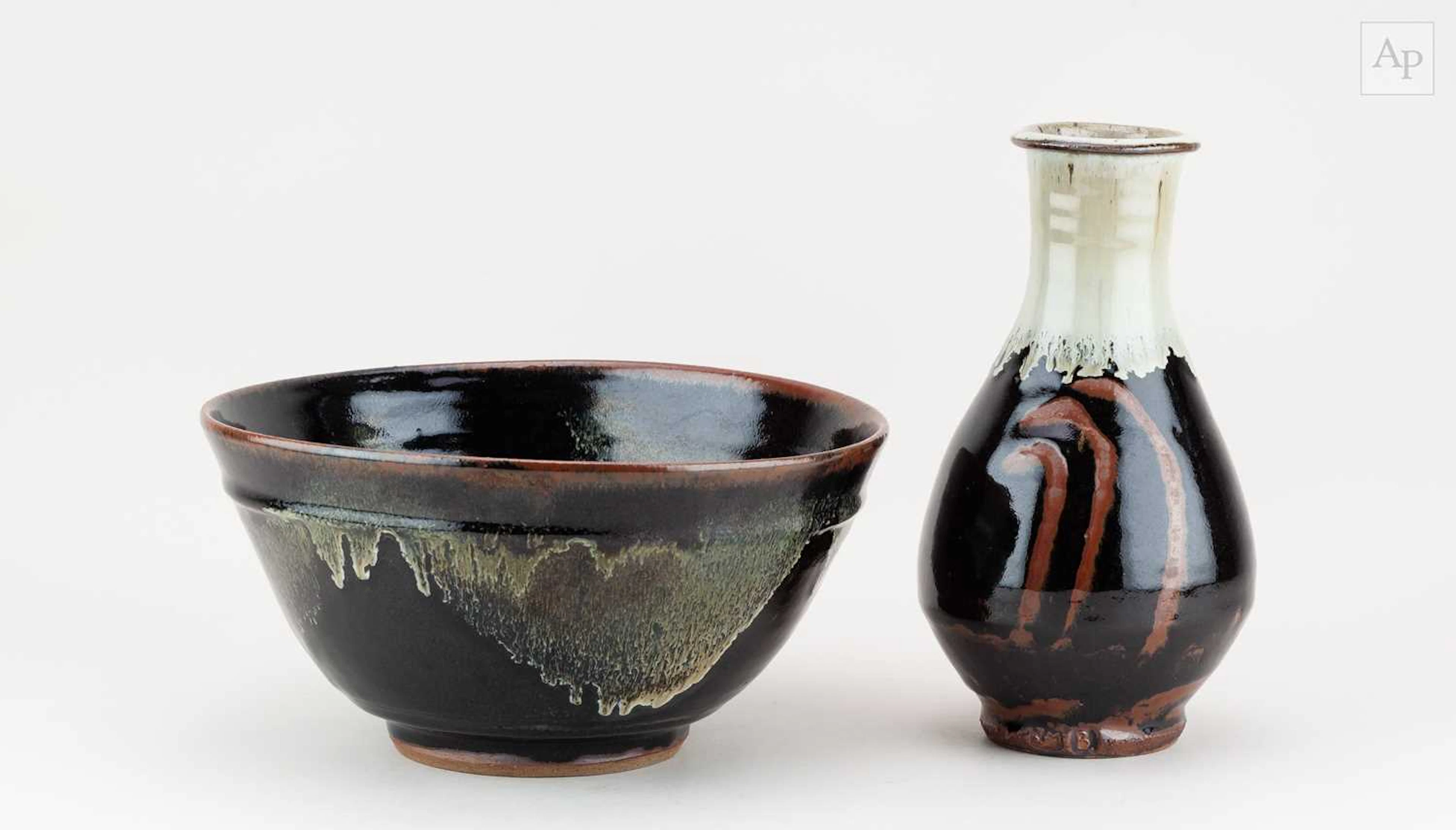 JIM MALONE (born 1946); a stoneware Korean bottle covered...
