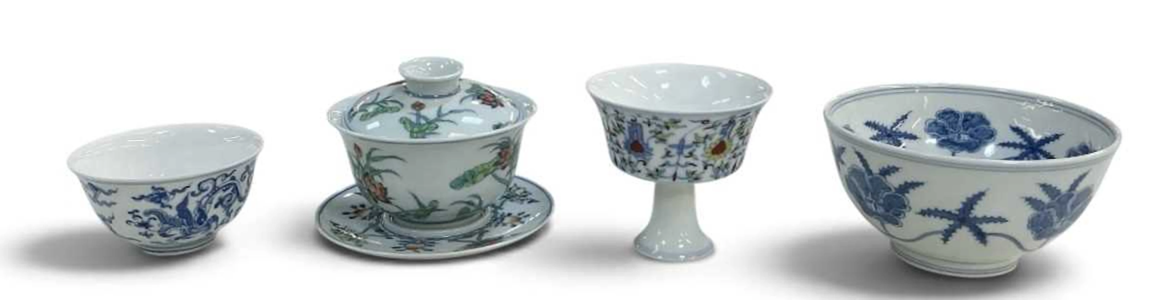 A modern Chinese doucai style stem cup