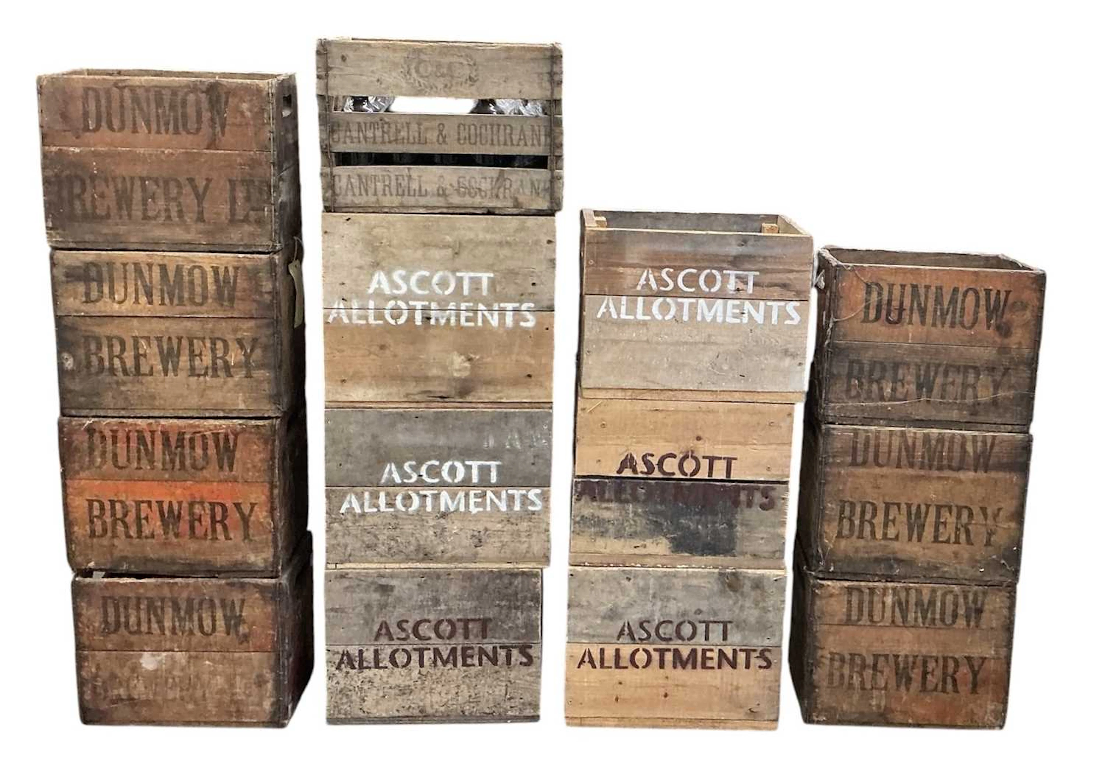 Fourteen assorted vintage brewery and bottle boxes
