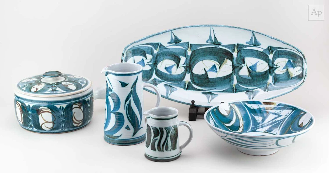 EDGAR CAMPDEN for Aldermaston Pottery; an elongated tin...
