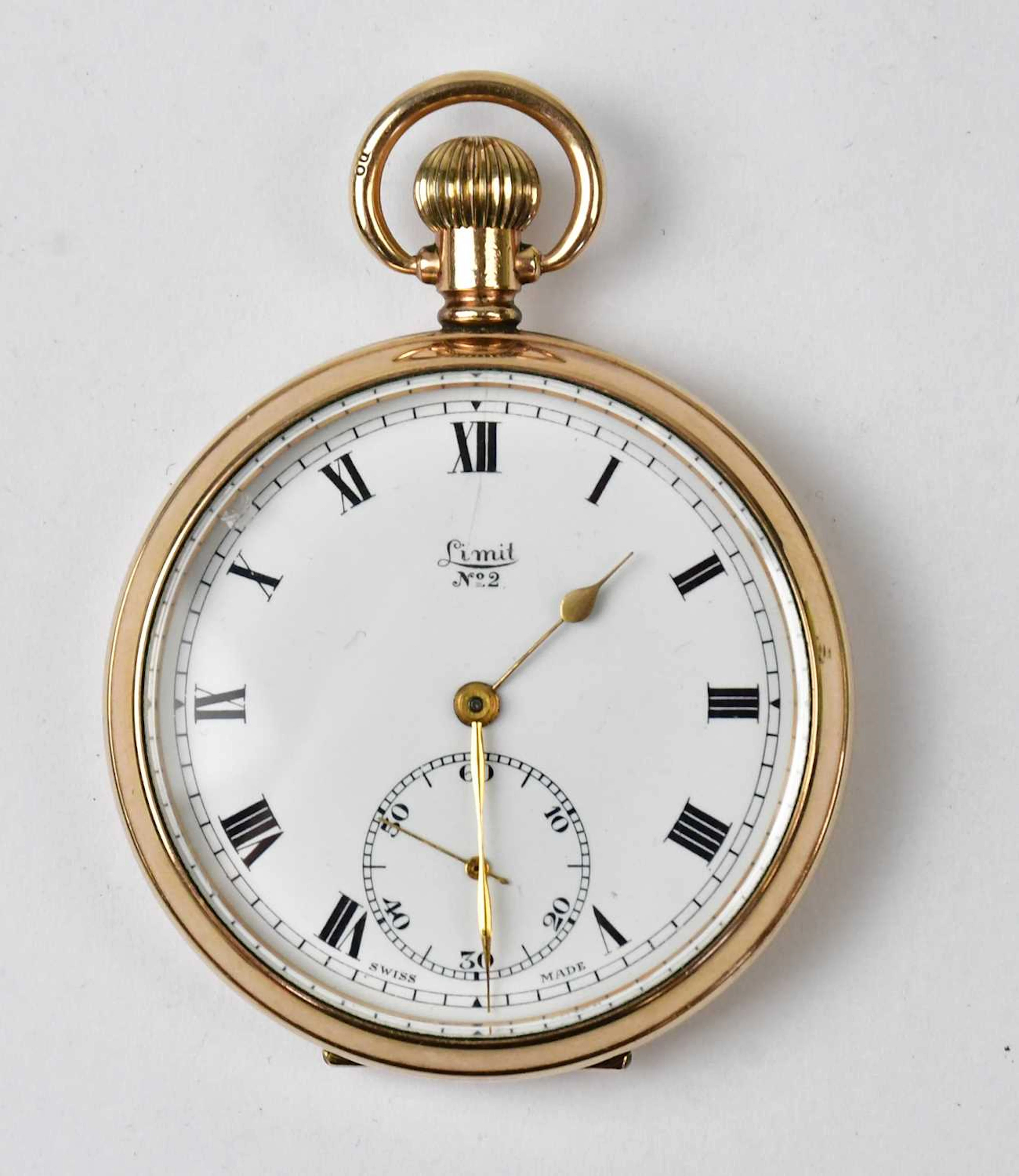 LIMIT; a gold-plated no.2 open face pocket watch