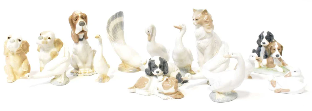 NAO; eleven porcelain figures of animals
