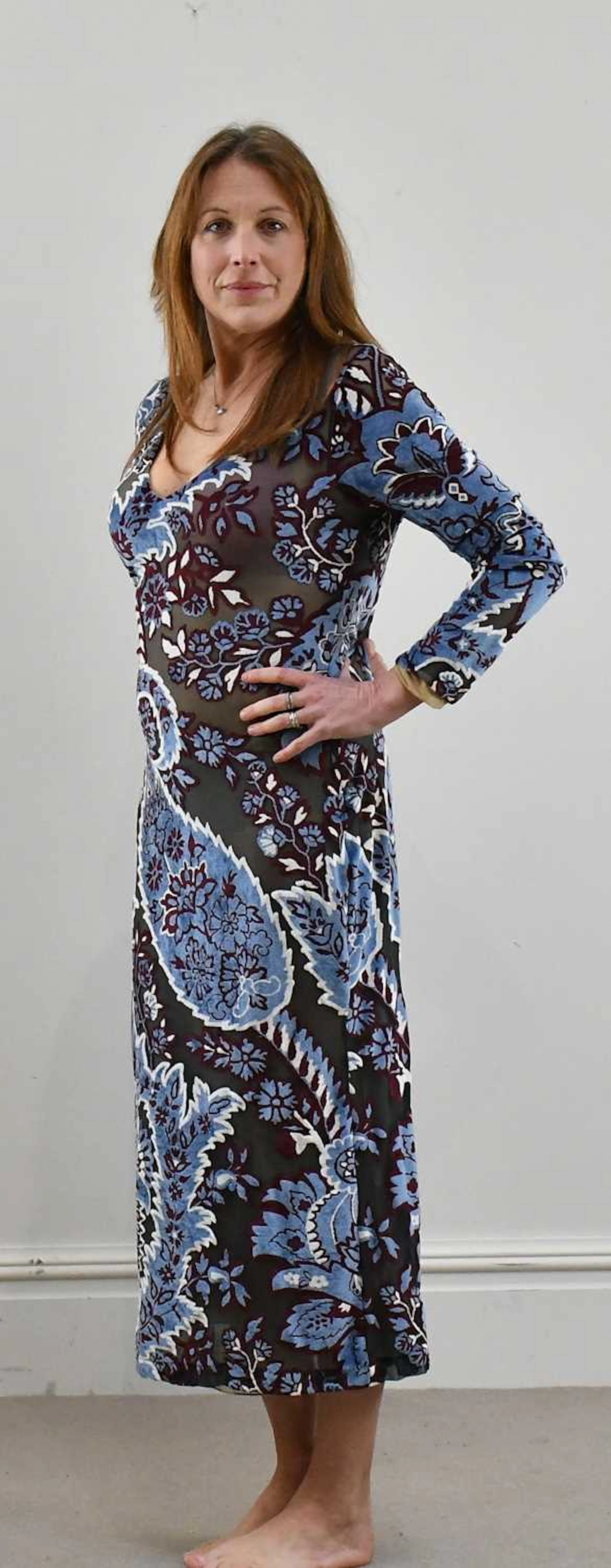 ETRO; a bohemian style jacquard velvet dress in blue