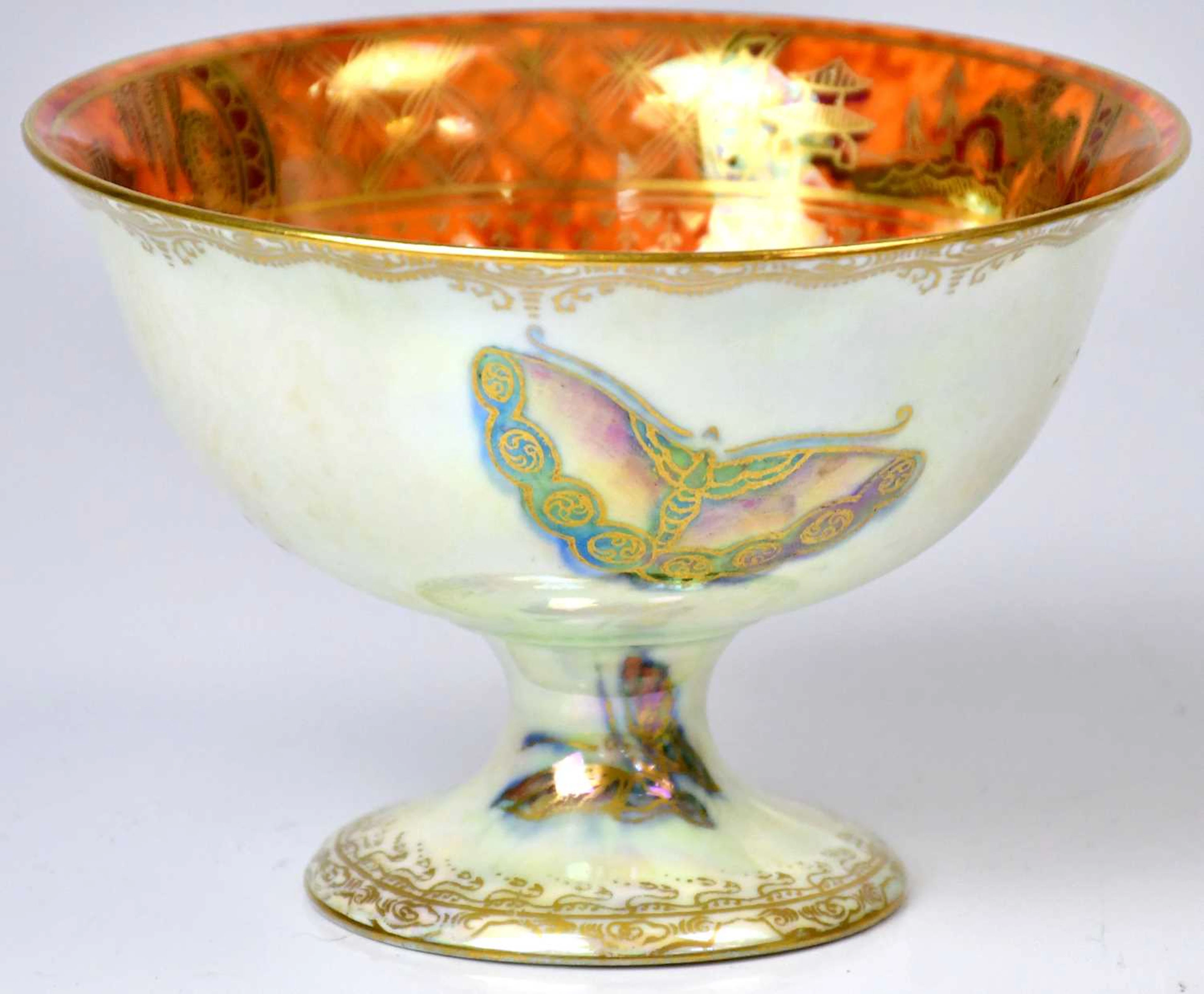 WEDGWOOD; a Fairyland lustre footed bowl in Butterfly...