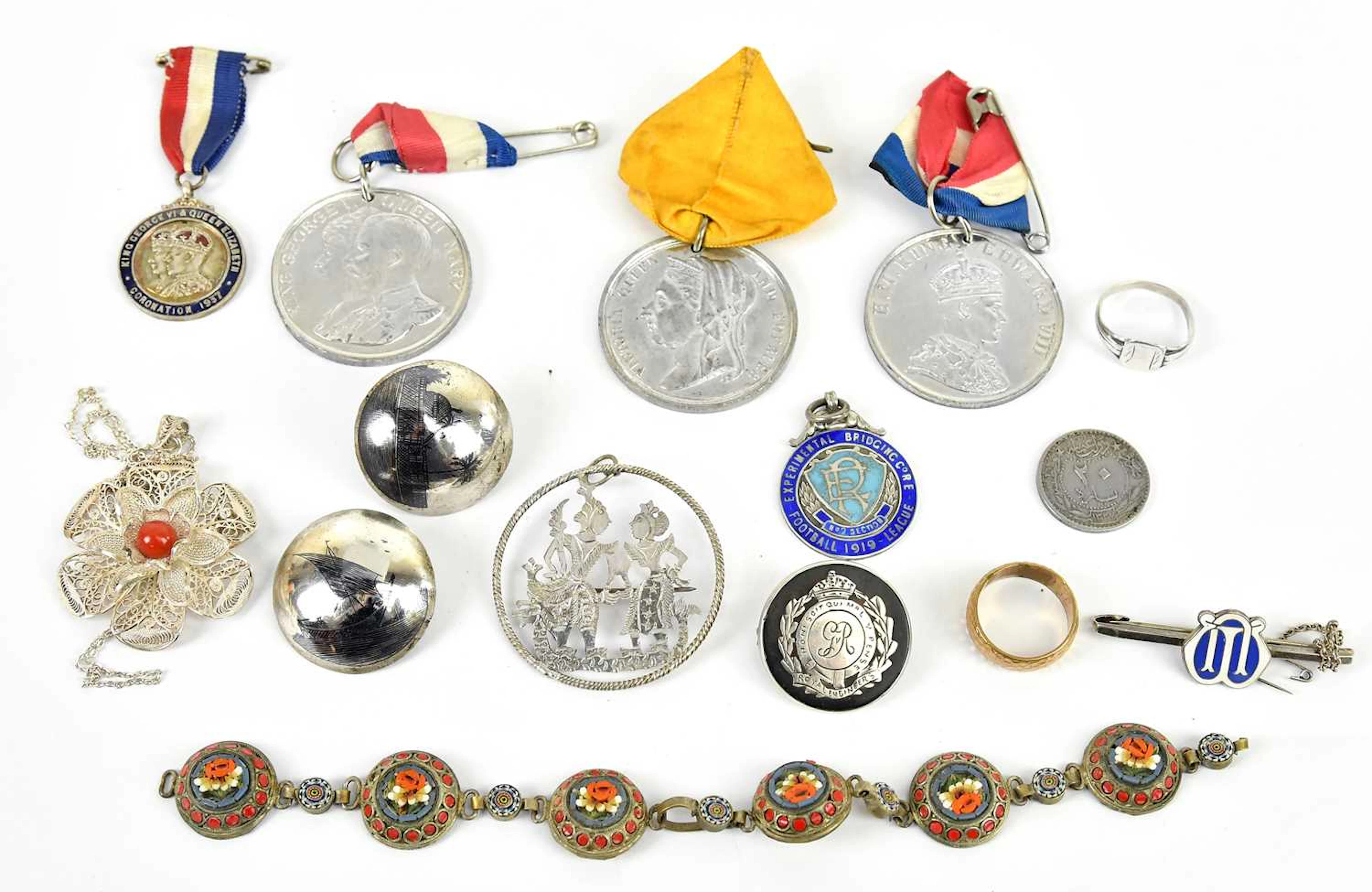 A George V Royal Engineers silver mounted sweetheart brooch
