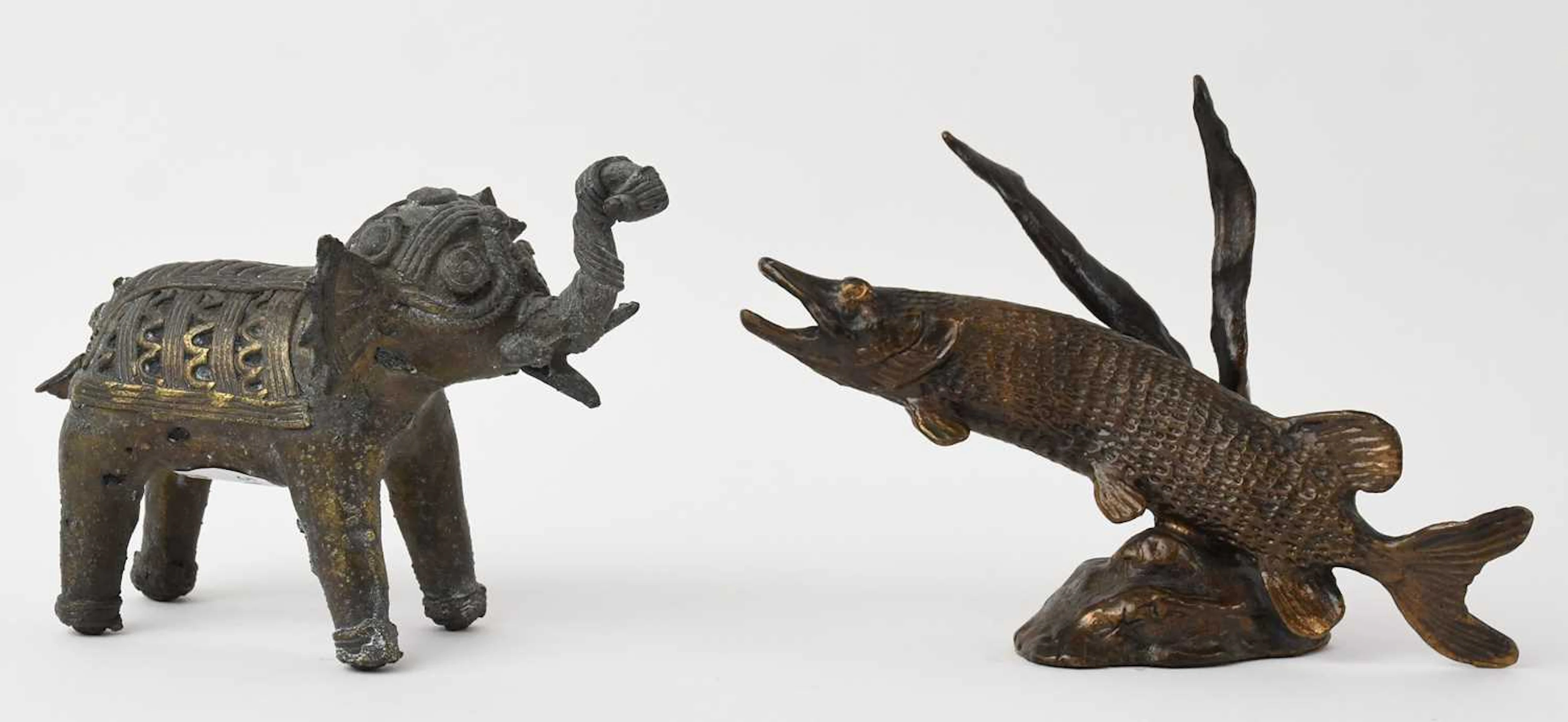 A small African Benin bronze figure of an elephant
