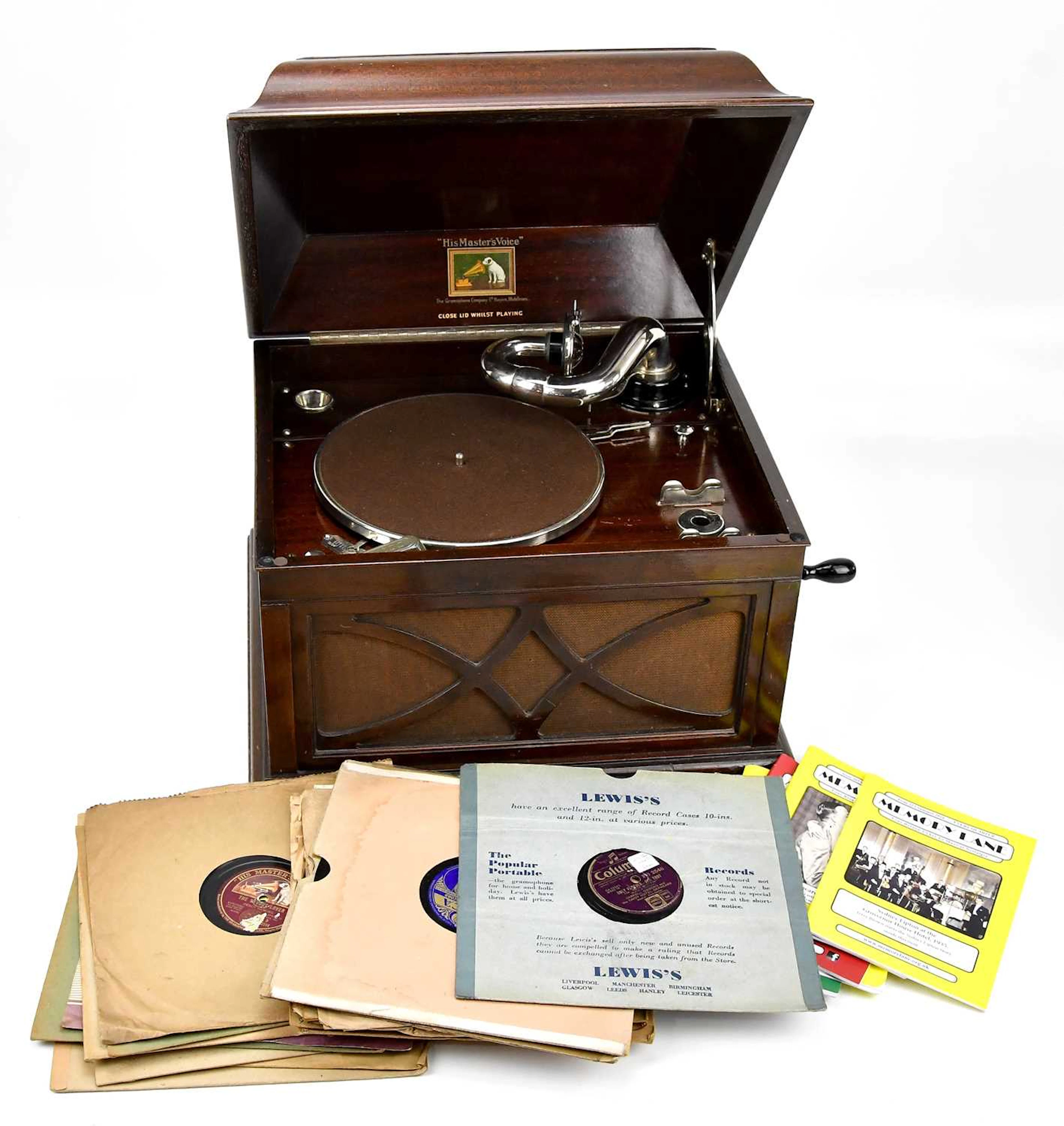 HMV; a c1930s mahogany cased wind-up gramophone