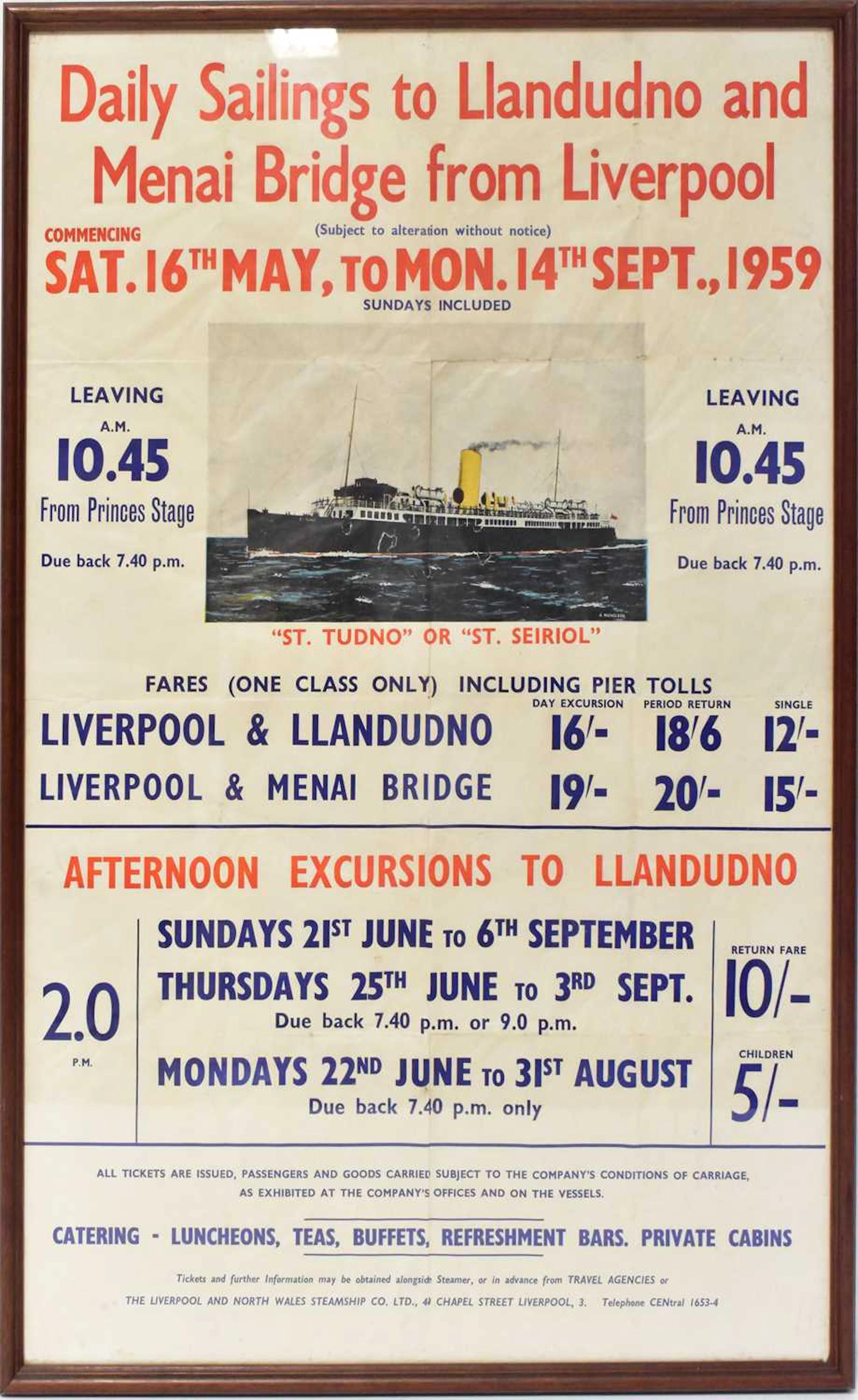 LIVERPOOL AND NORTH WALES STEAMSHIP CO LTD; a vintage...