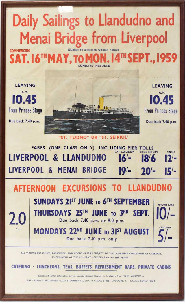 LIVERPOOL AND NORTH WALES STEAMSHIP CO LTD; a vintage...