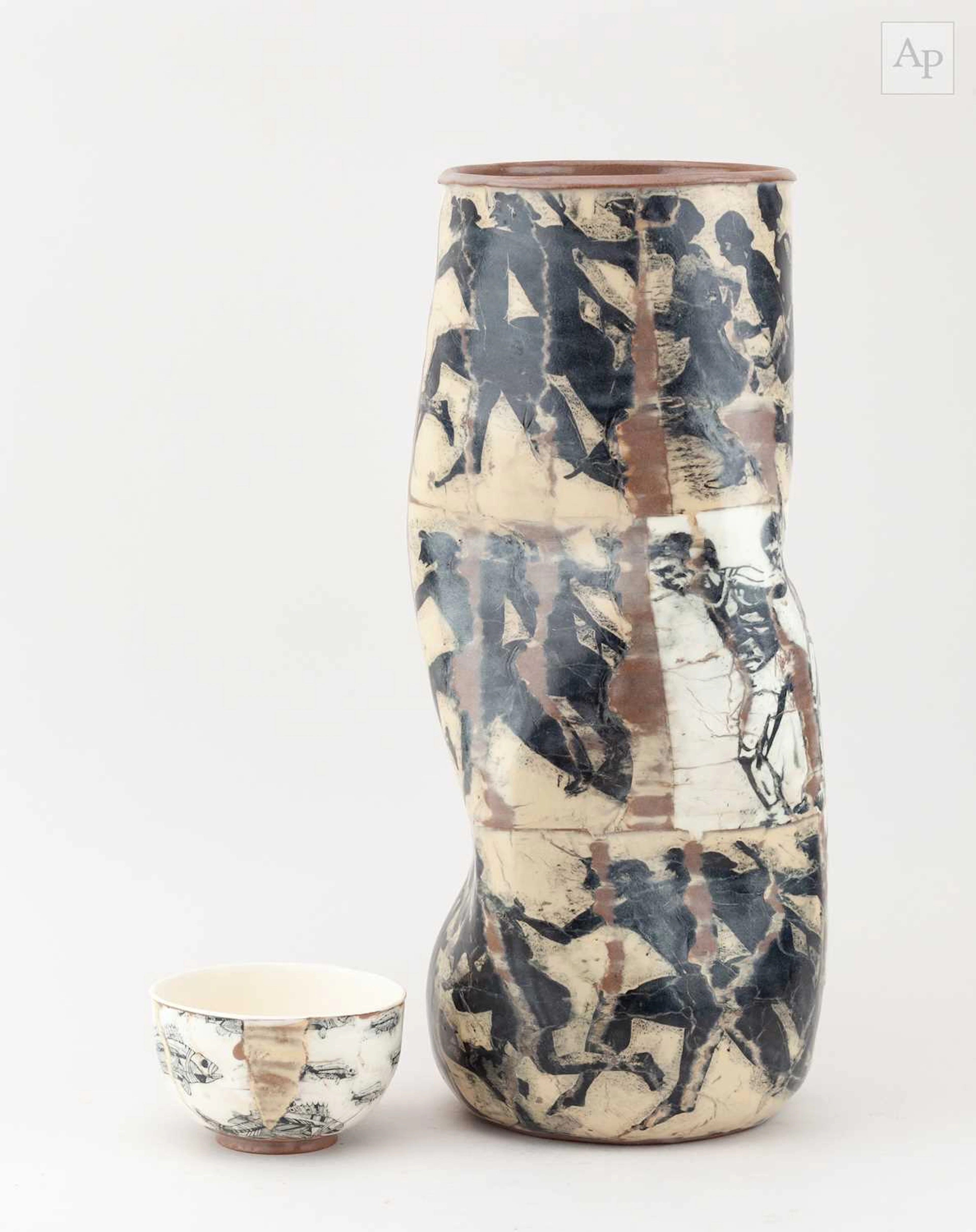 MARTIN MOHWALD (born 1954); a tall altered earthenware...