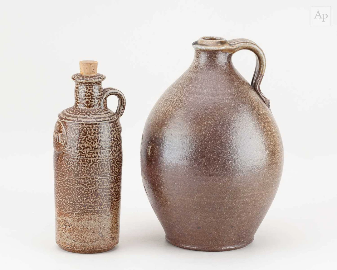 TIM HURN (born 1964); a wood fired salt glazed flagon