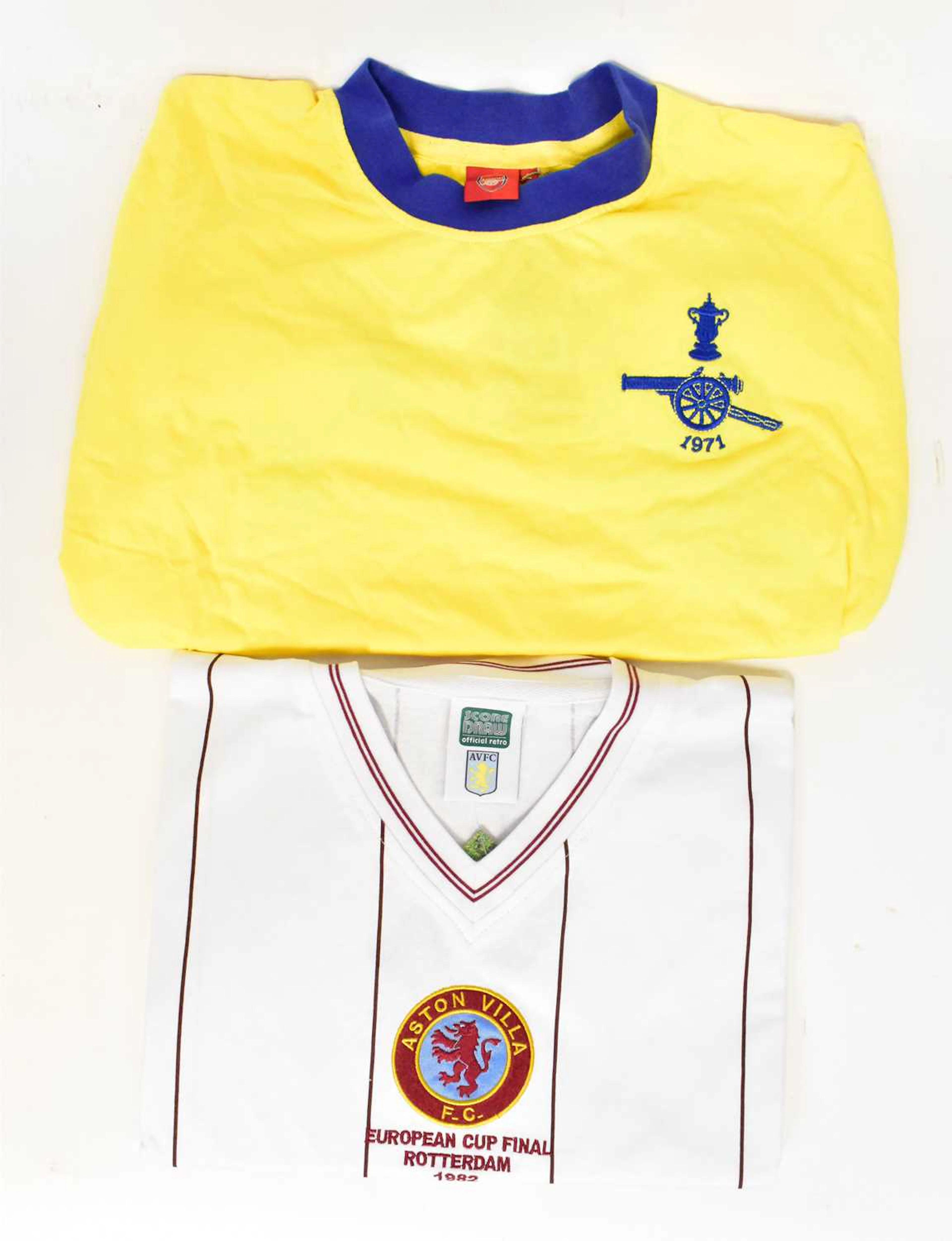 Seven UK football club shirts comprising Aston Villa