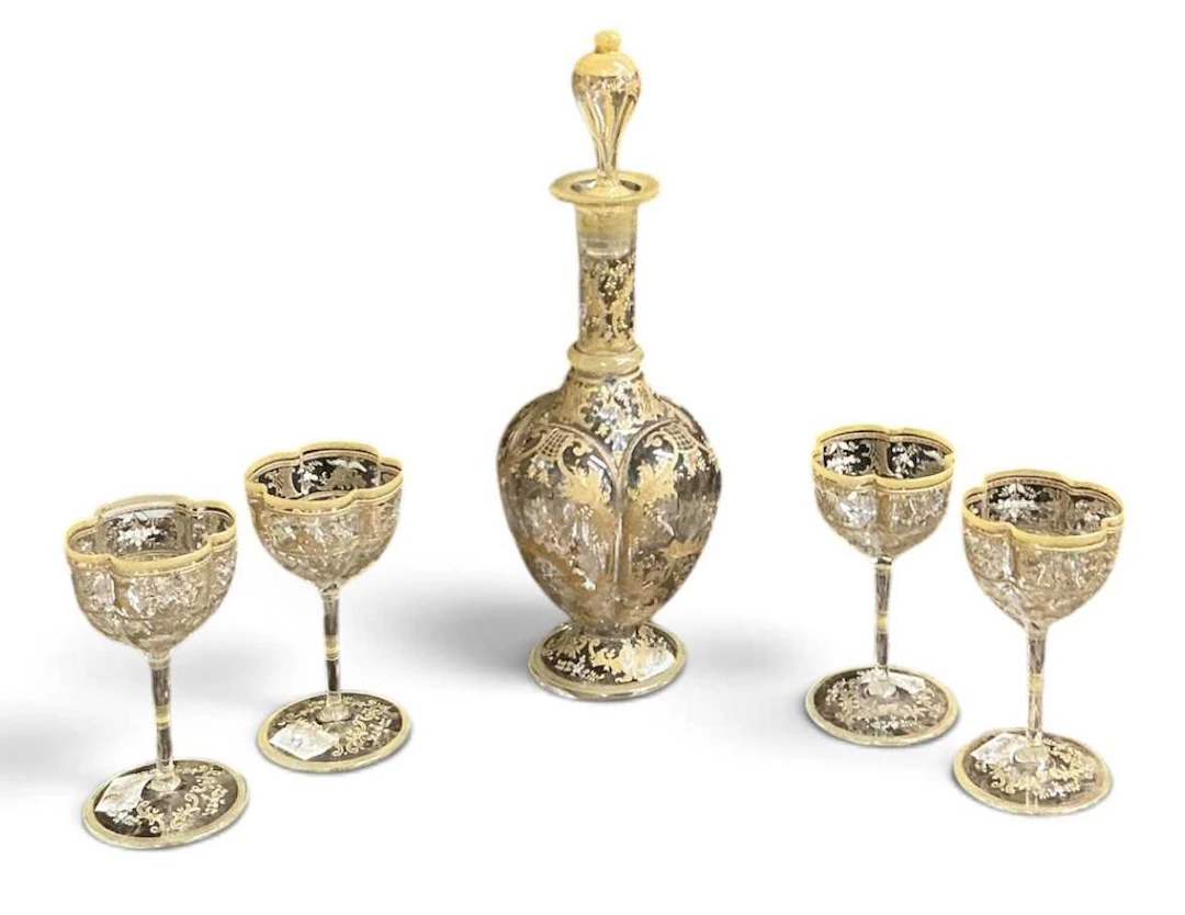 A fine late 19th/early 20th century Austrian hand painted glass decanter