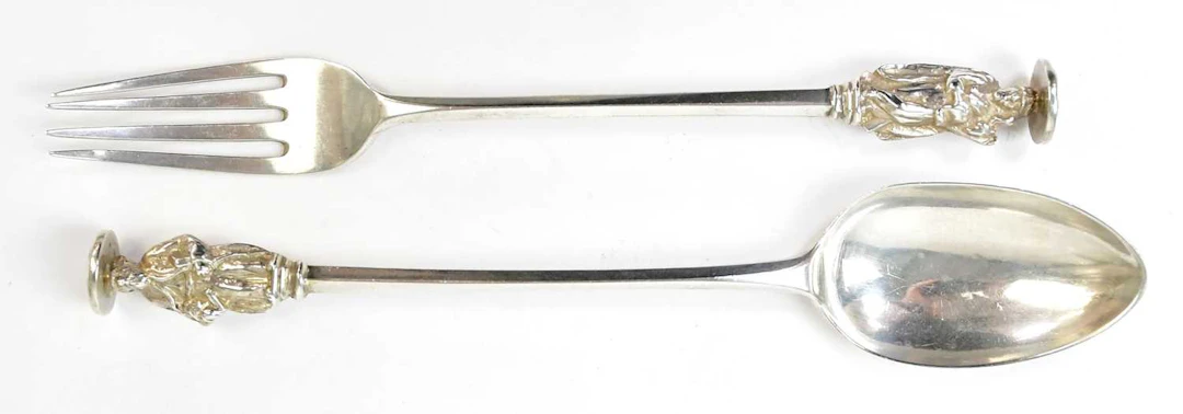 JOSIAH WILLIAMS & CO; a Victorian hallmarked silver set of fork and spoon