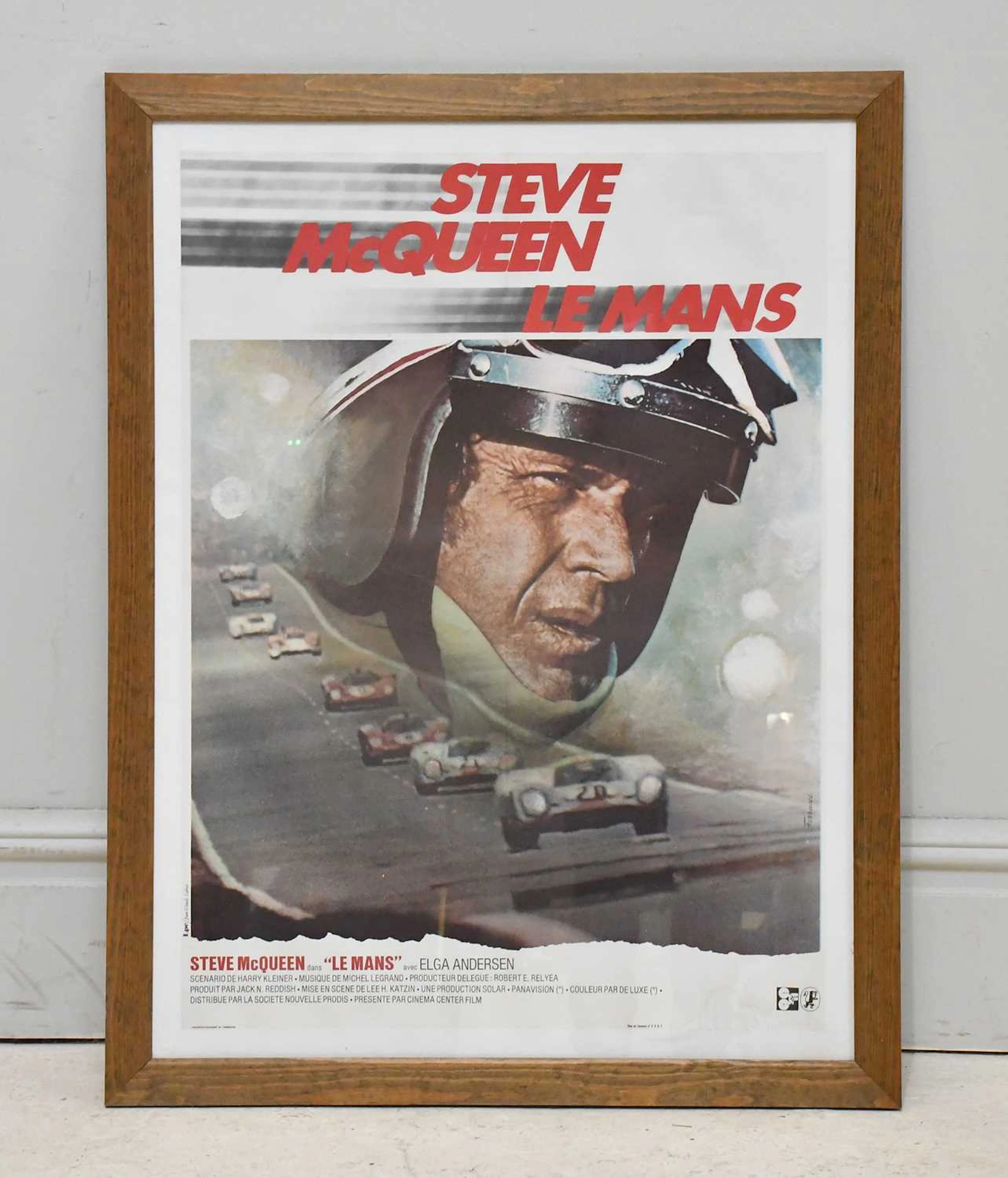 STEVE MCQUEEN; a French lithograph movie poster for the 1970s film 'Le Mans'
