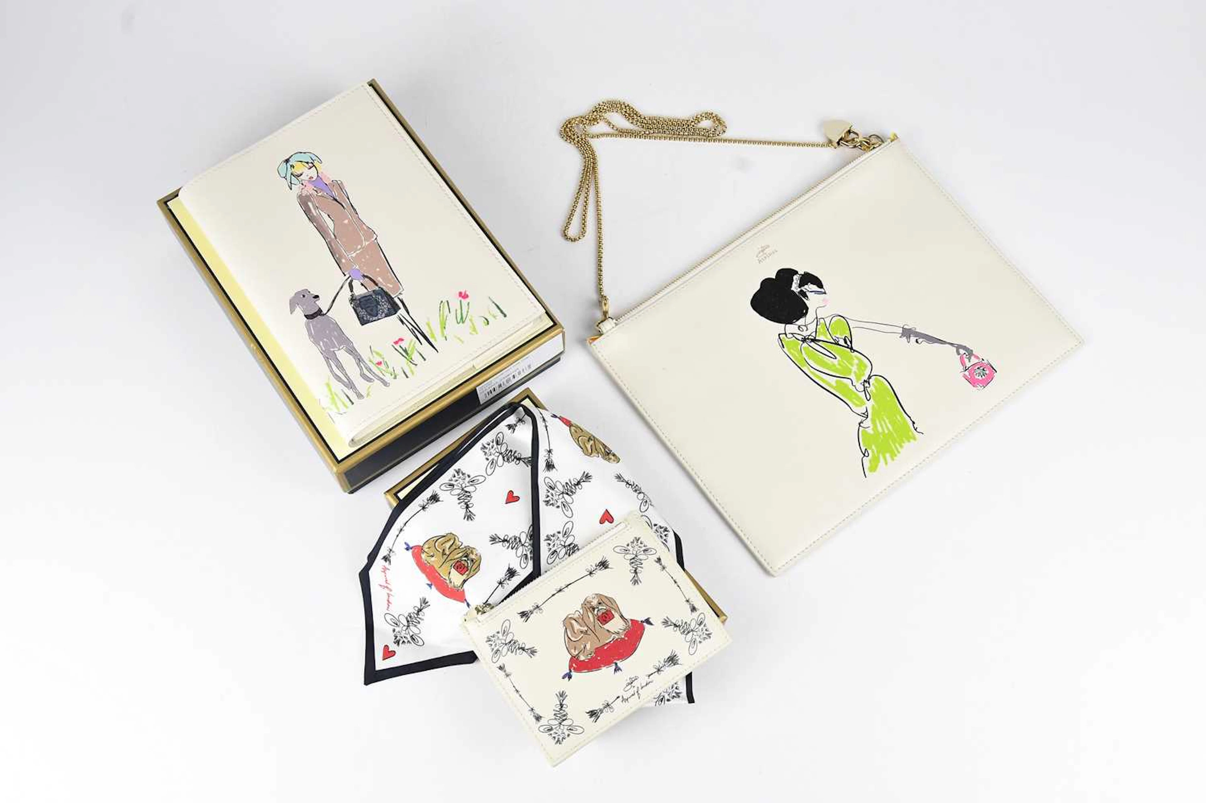 ASPINAL; a cream Saffiano leather large pouch illustrated...