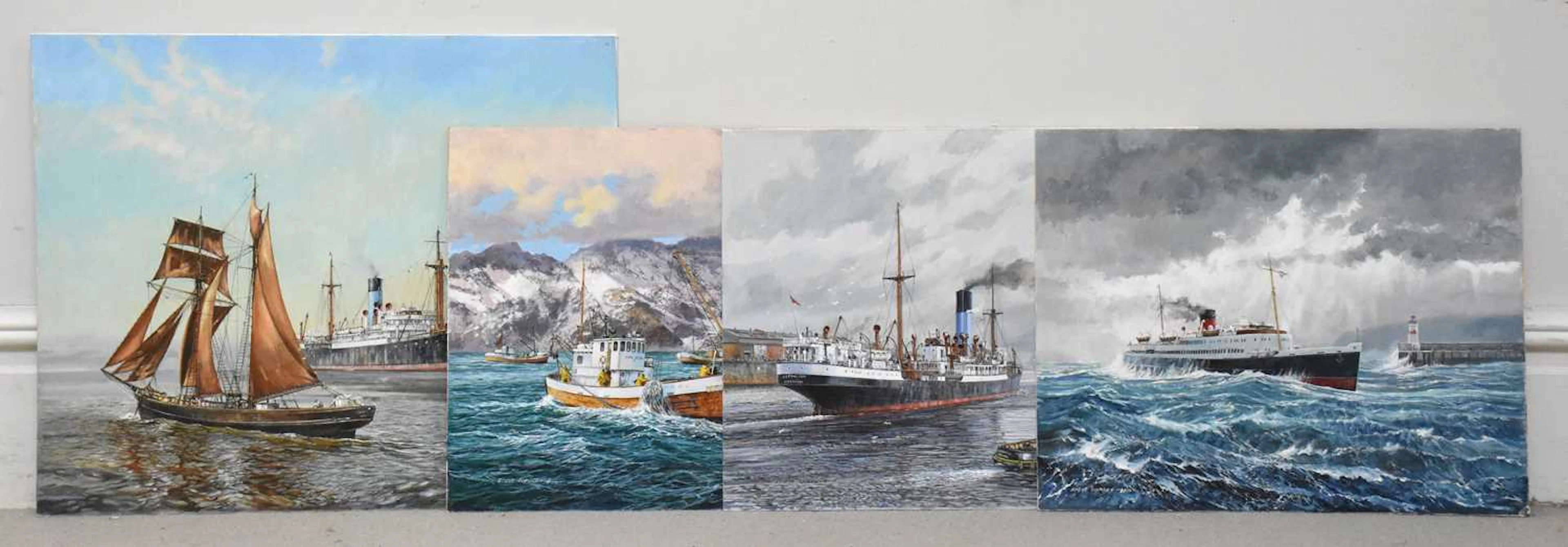 EDGAR HODGES (1928-2025); four oils on board representing steam vessels