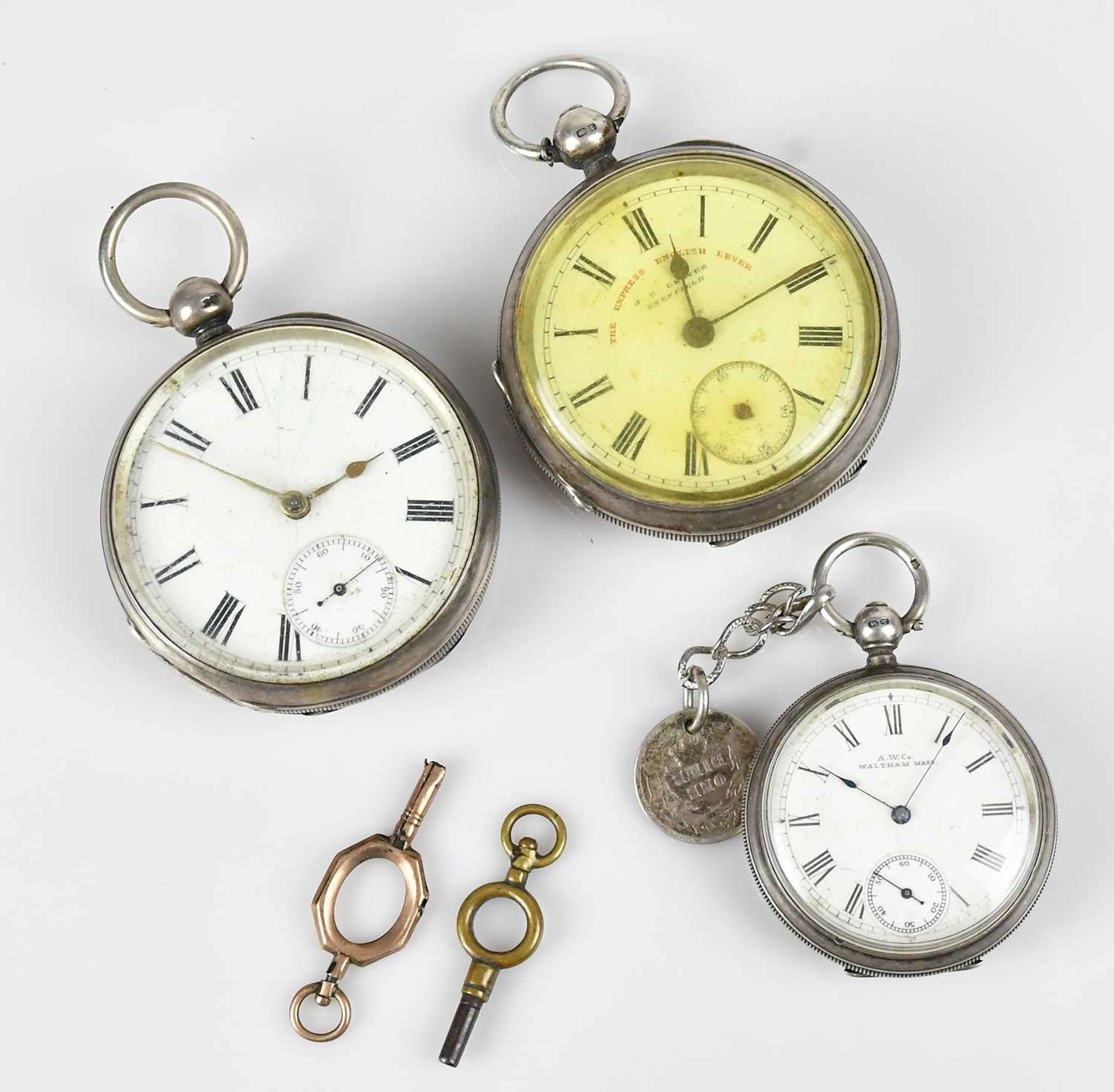 Two hallmarked silver cased key wind open faced pocket watches