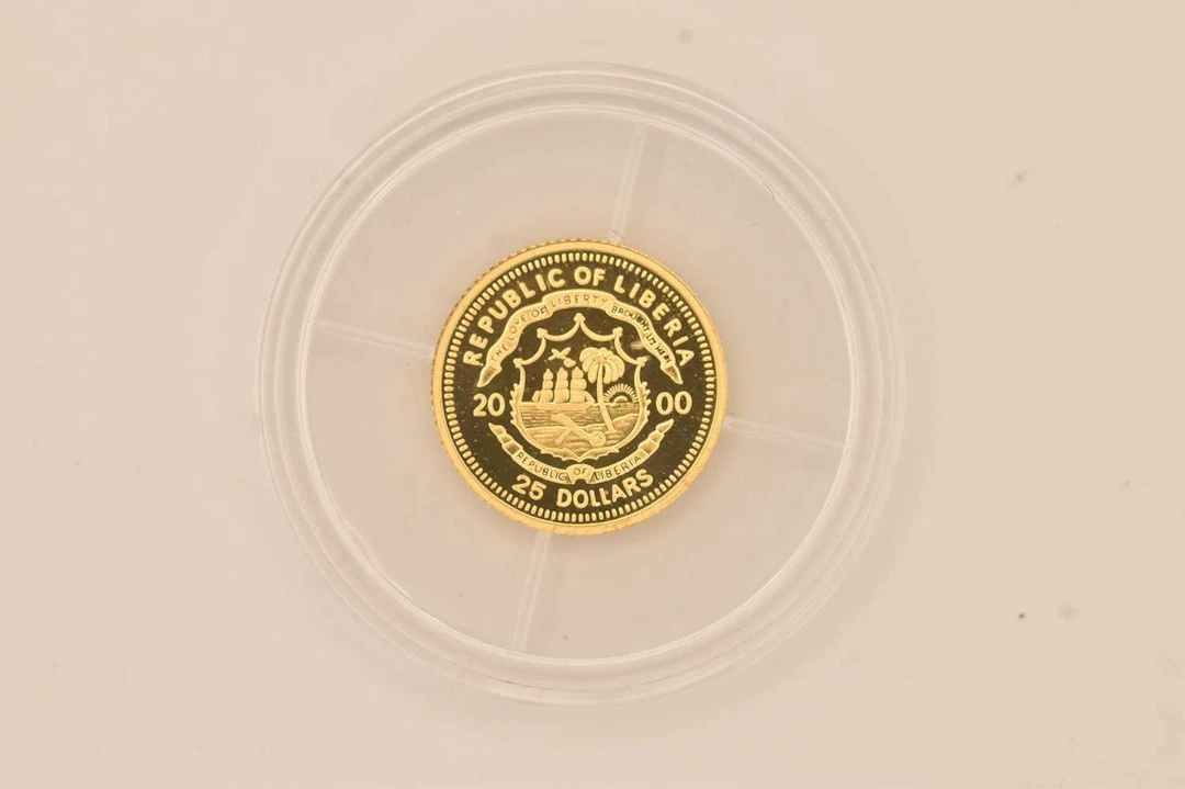 An encapsulated gold proof 2000 Republic of Liberia 25...