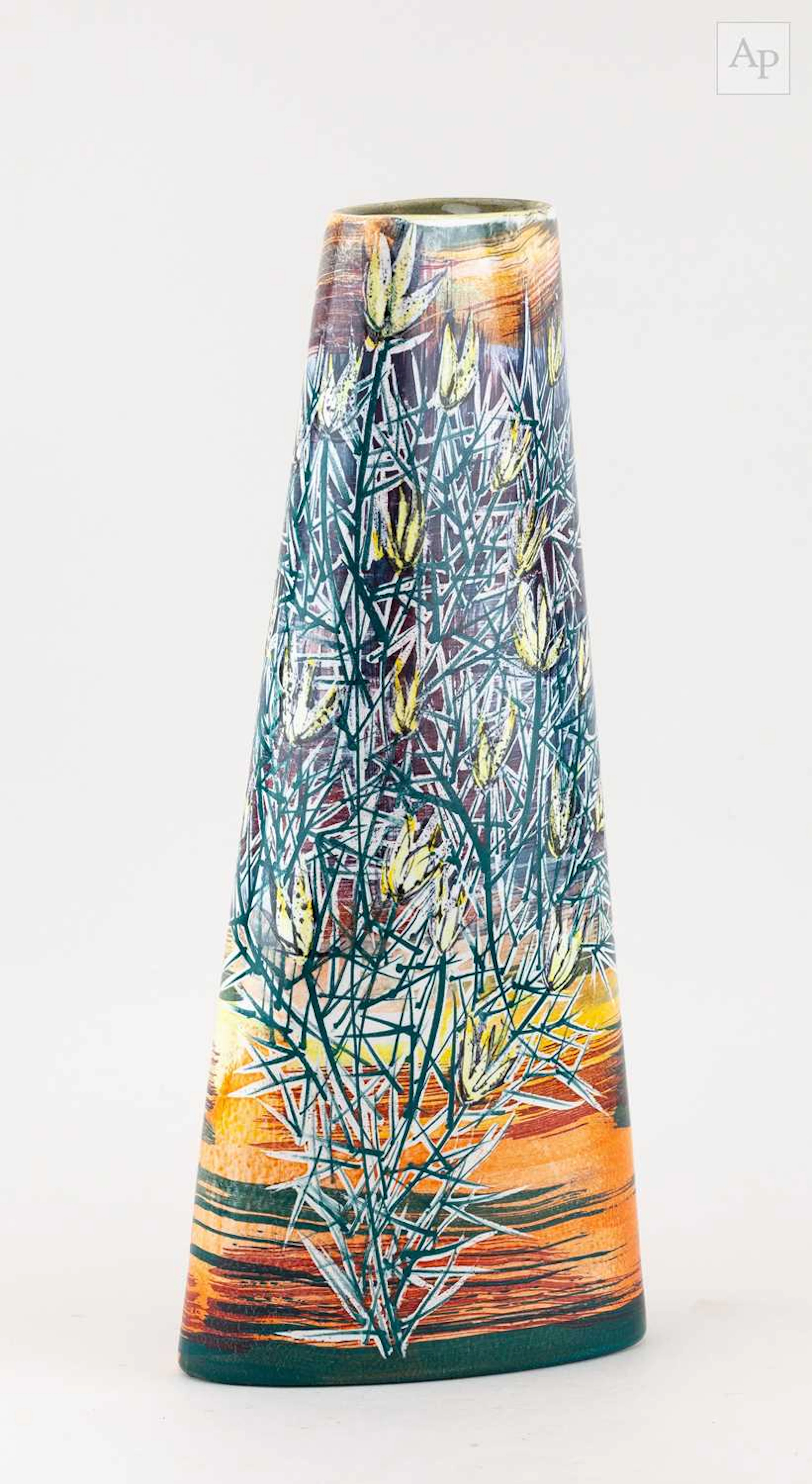 LISA KATZENSTEIN (born 1956); an oval tin glazed Maiolica...