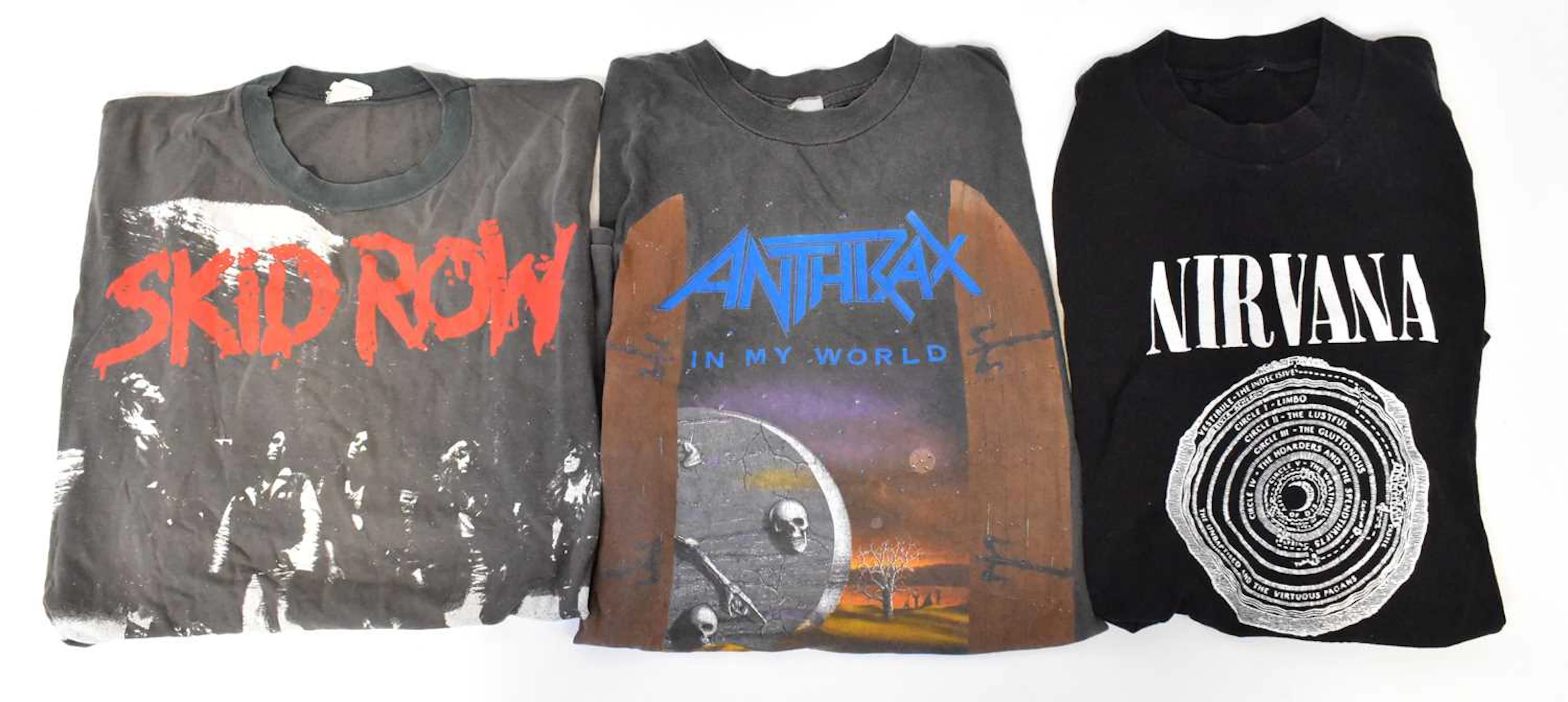 Six vintage band T-shirts comprising Nirvana Vestibule