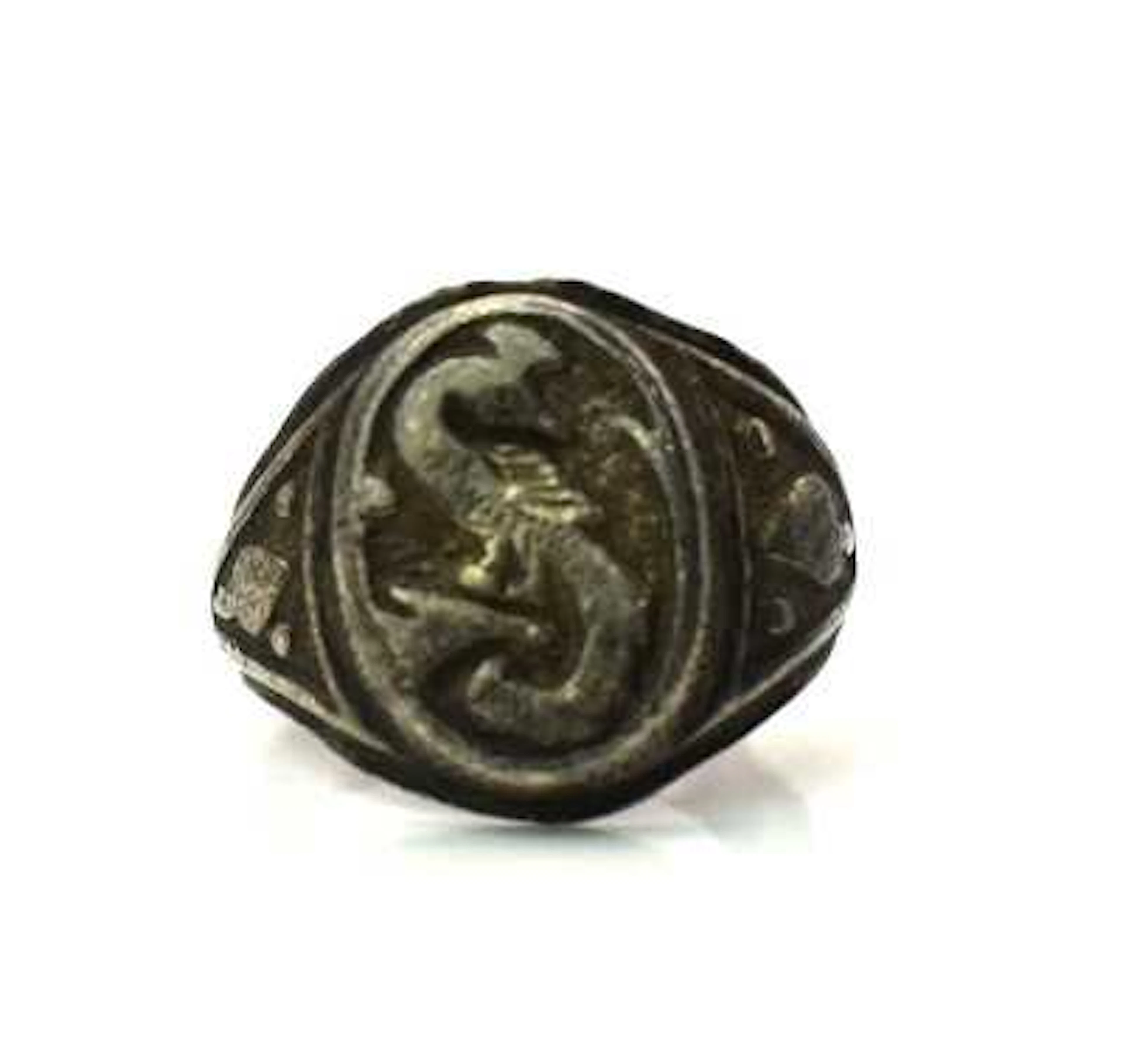 An interesting ancient silver intaglio type signet ring