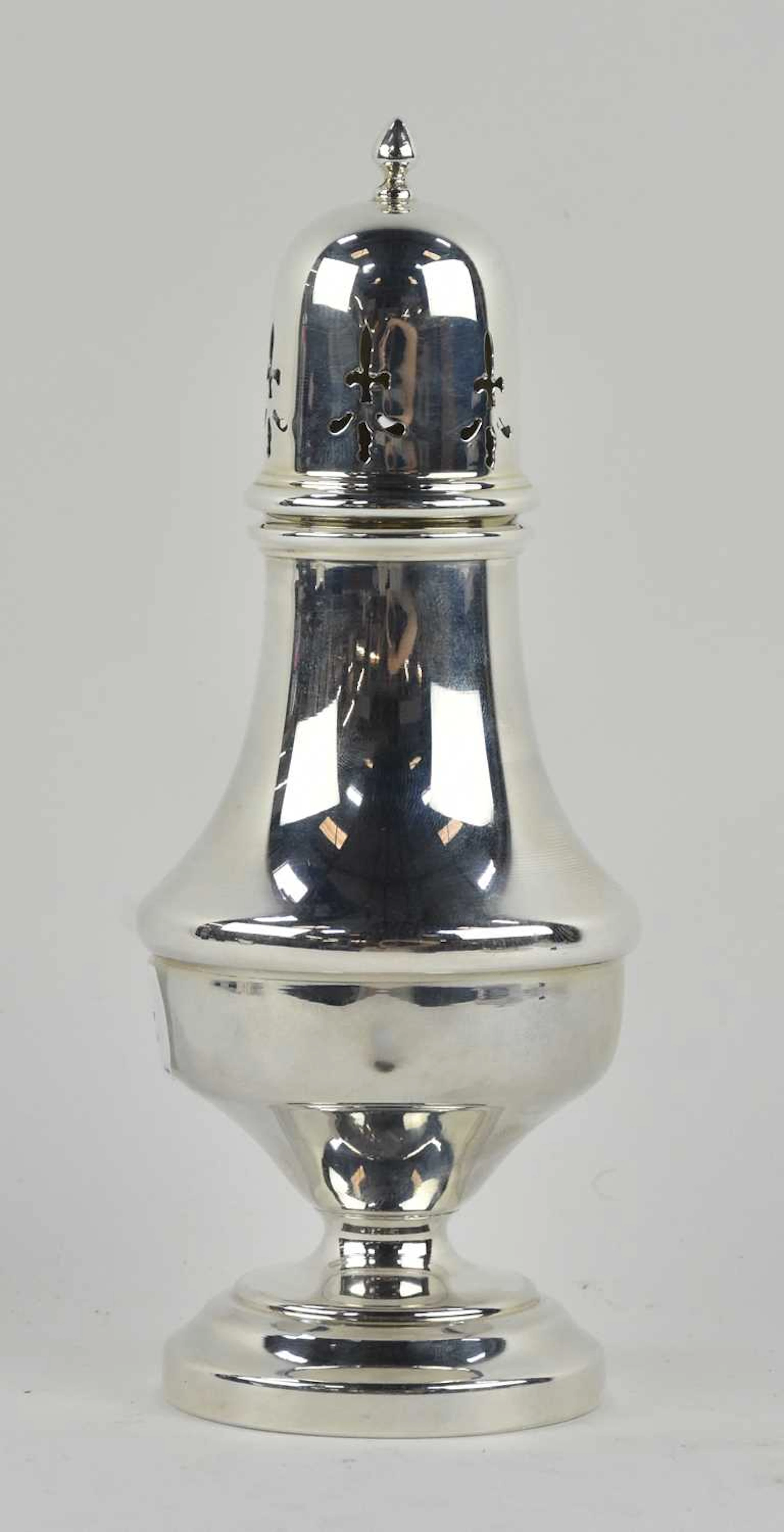 LANSON LTD; an Elizabeth II hallmarked silver sugar caster