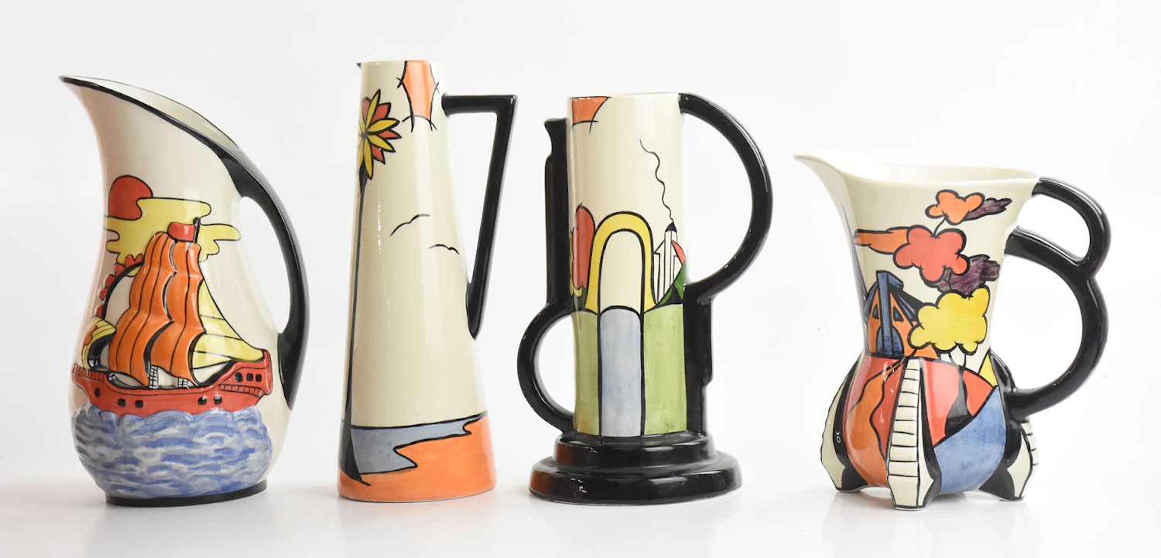 LORNA BAILEY FOR OLD ELLGREAVE POTTERY; four ceramic jugs...