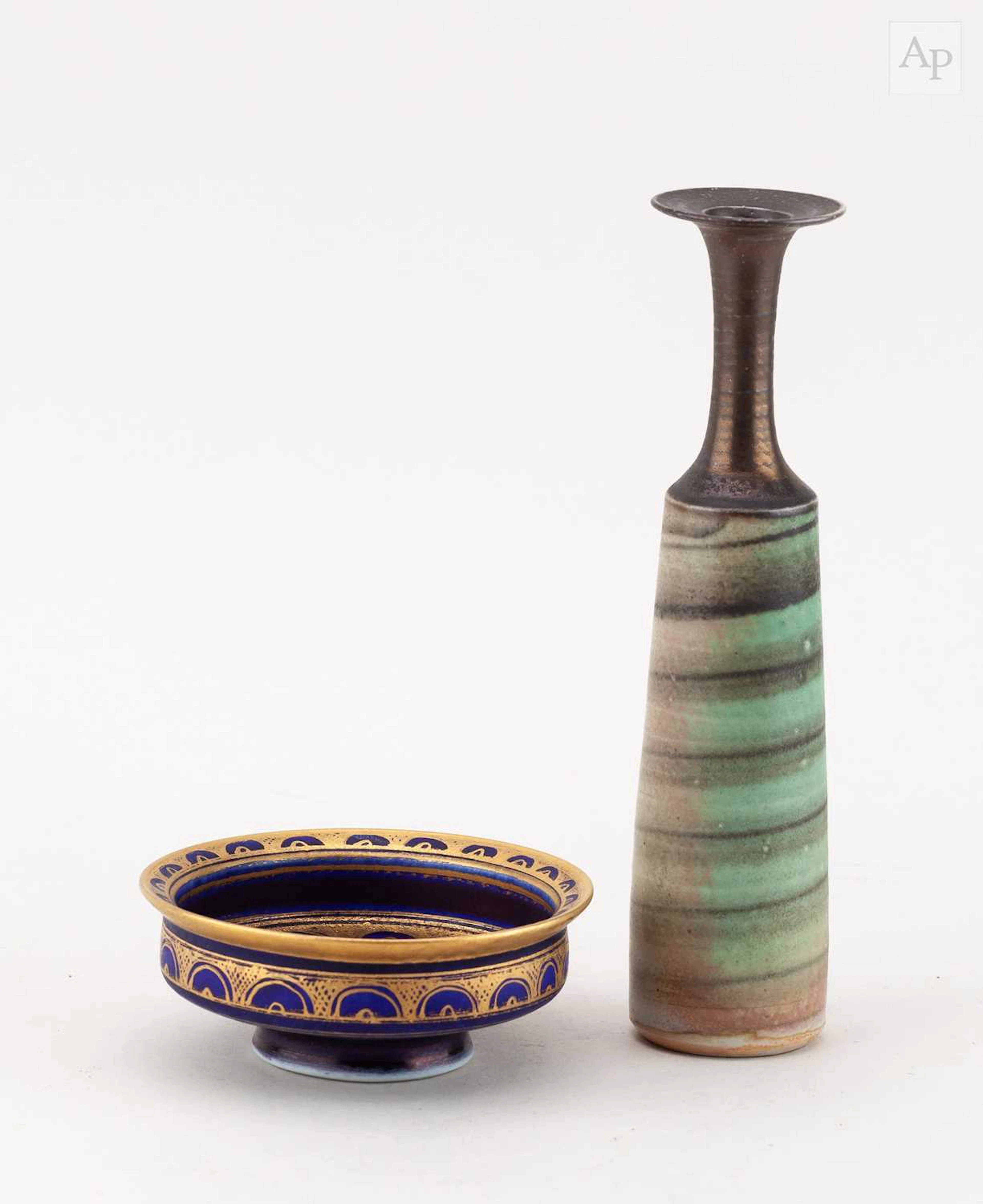 MARY RICH (1940-2022); a small porcelain bowl with gilded...
