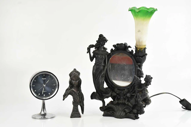 A modern Art Nouveau style table lamp/mirror