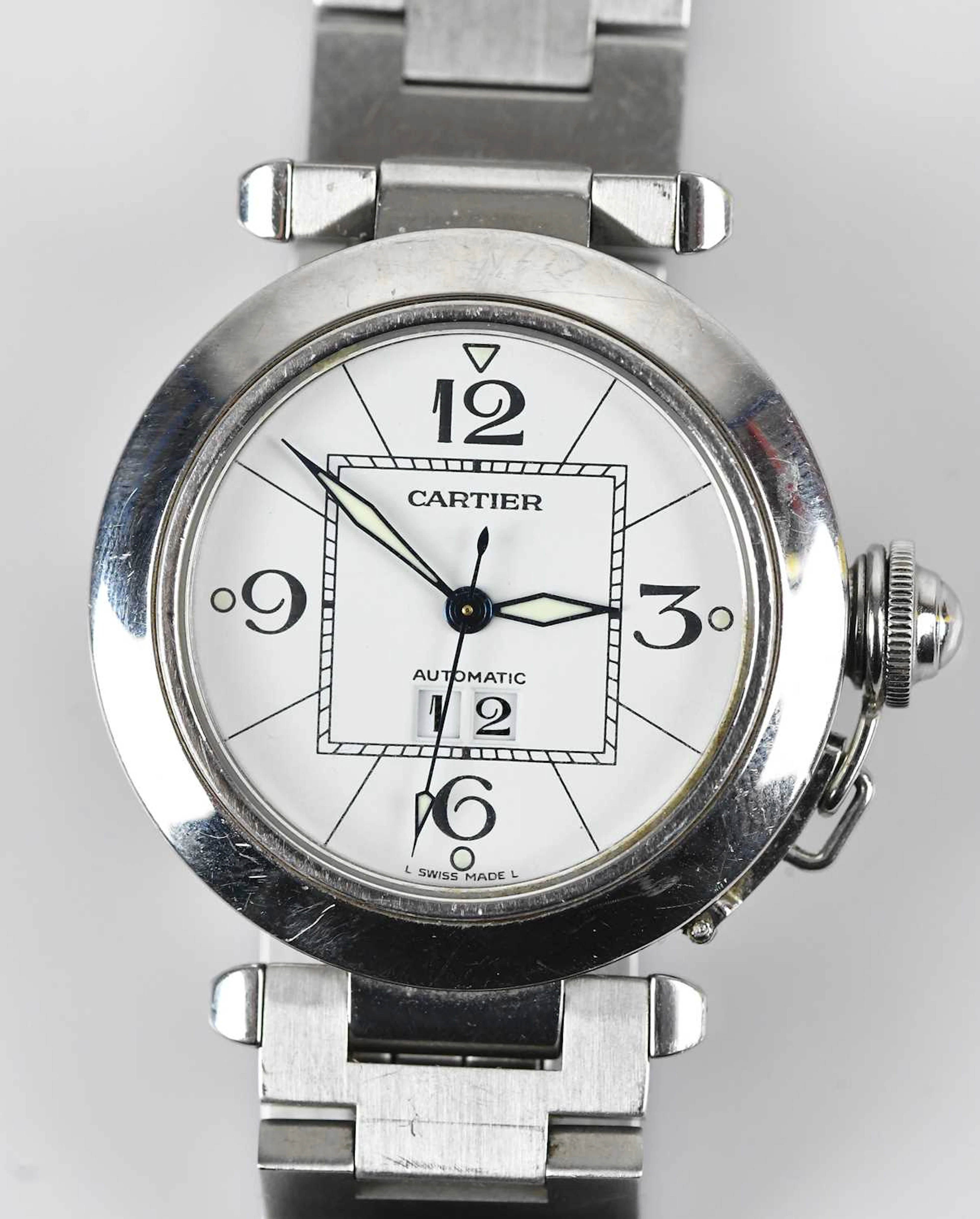 CARTIER; a lady's automatic stainless steel Pasha wristwatch