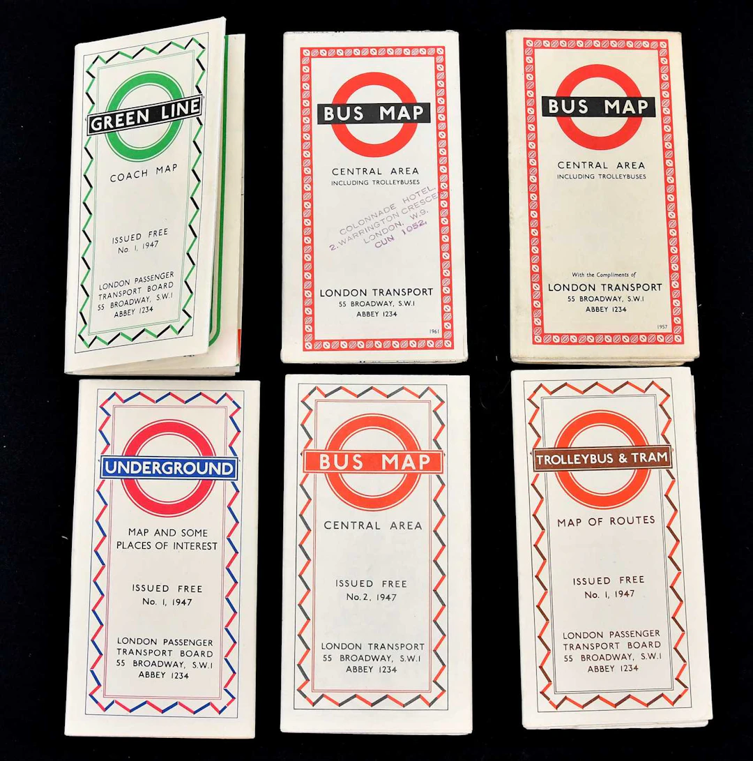 A collection of six London Transport Maps