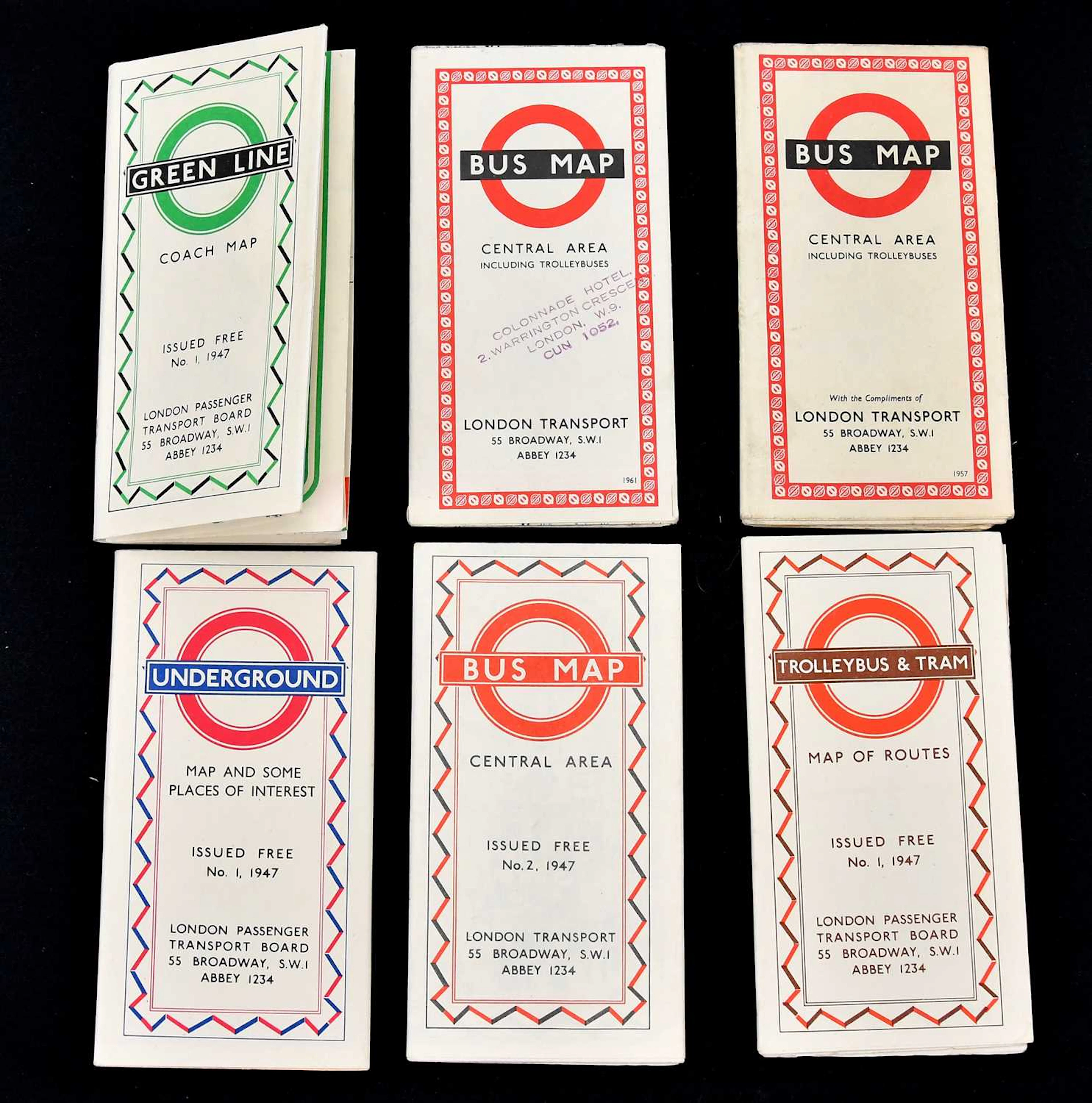 A collection of six London Transport Maps