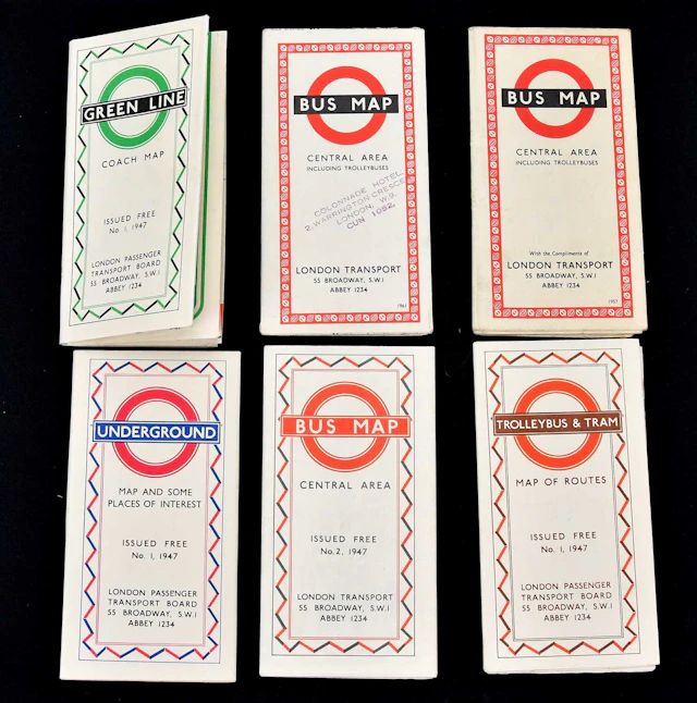 A collection of six London Transport Maps