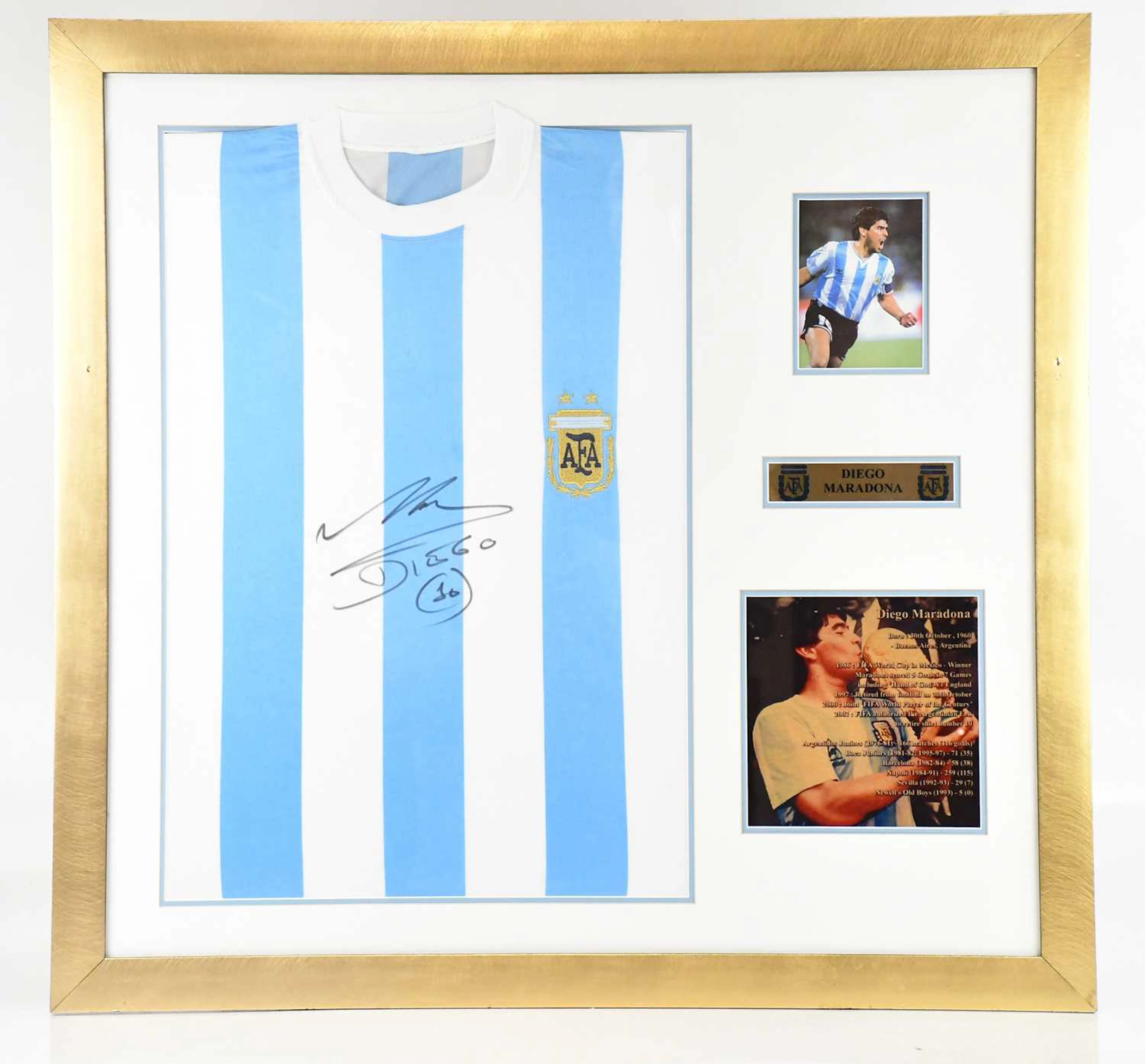 DIEGO MARADONA; a signed Argentina football shirt
