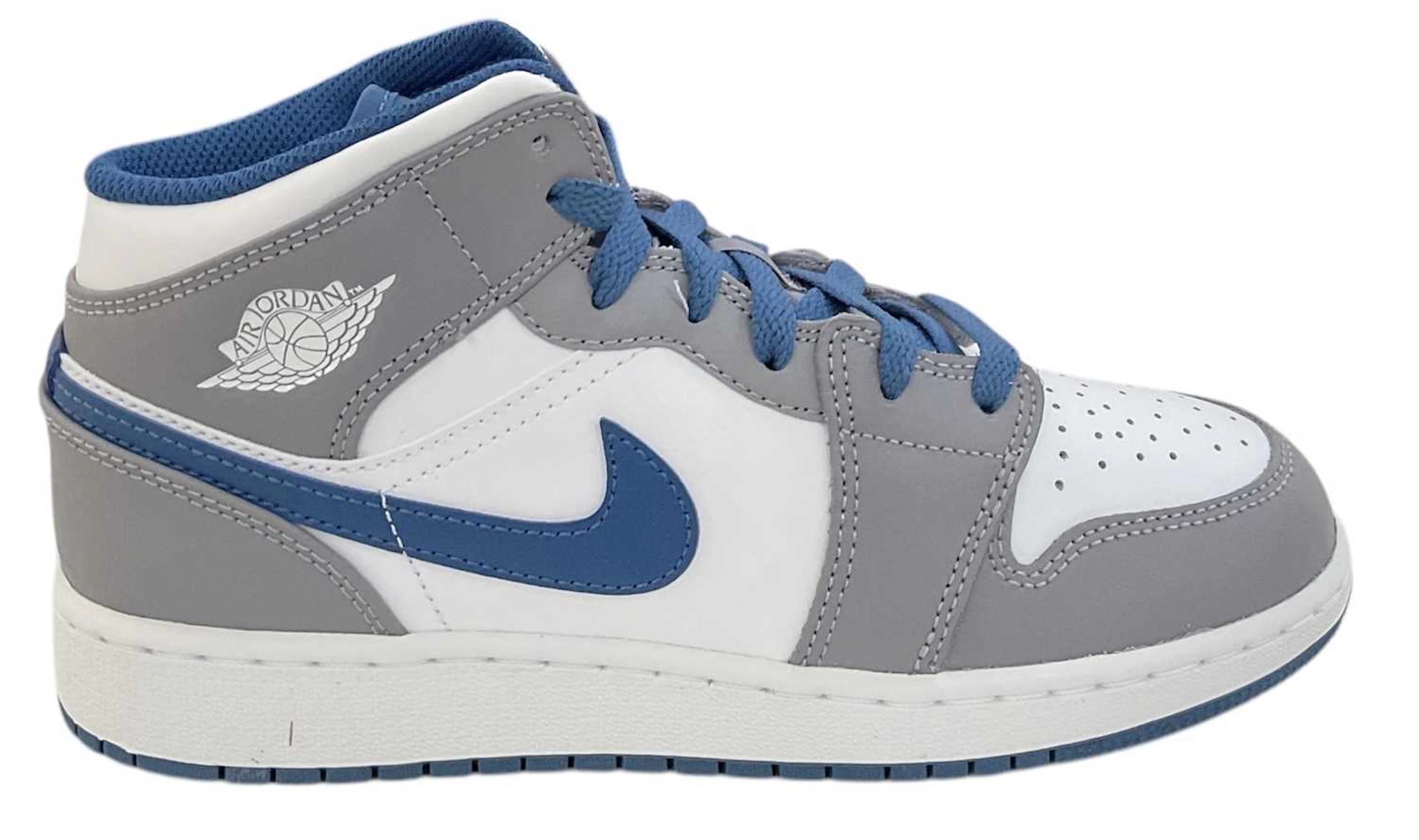 AIR JORDAN; a pair of Air Jordan 1 Mid cement grey/white-true blue