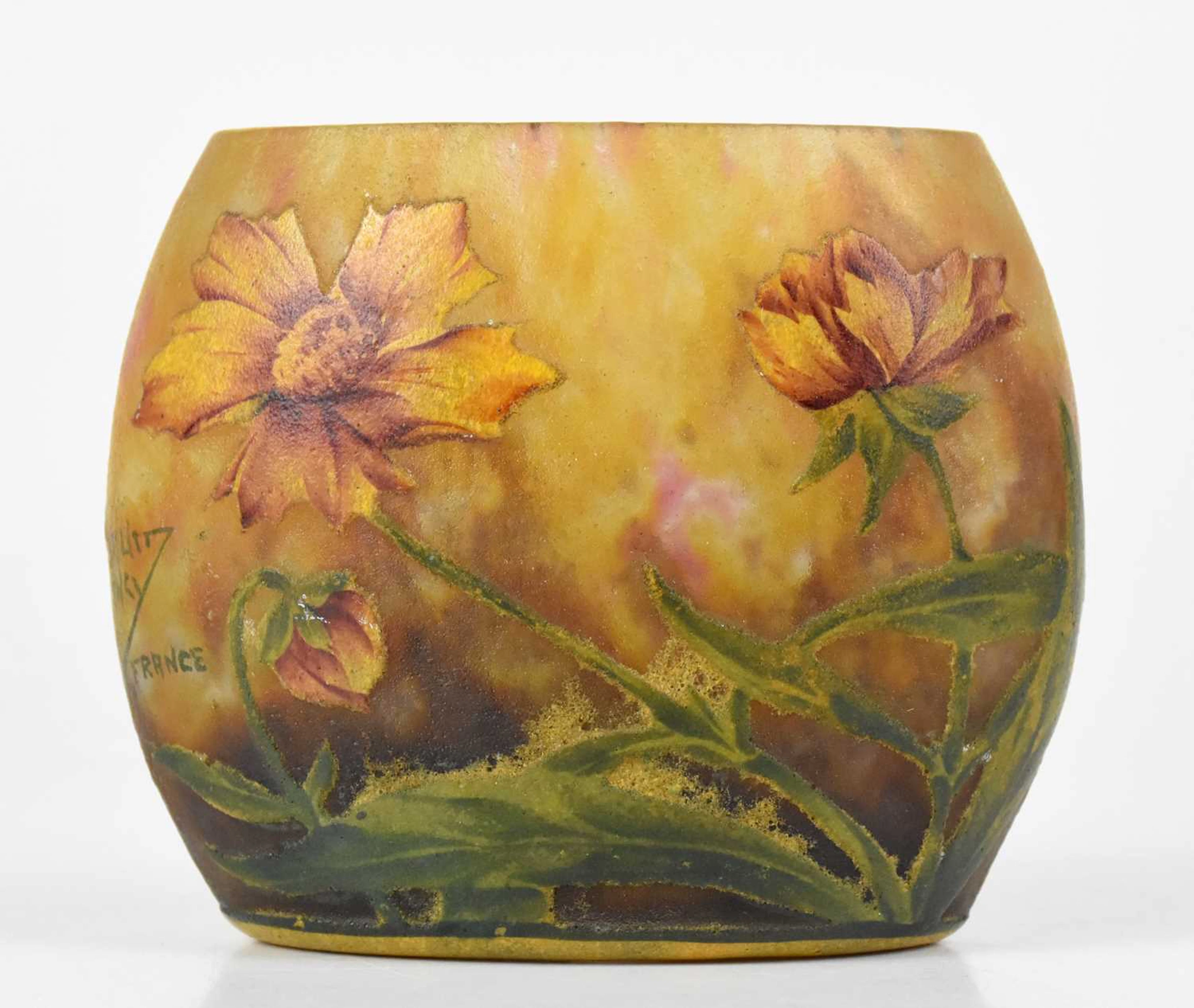 DAUM NANCY; an Art Nouveau oval cameo glass vase