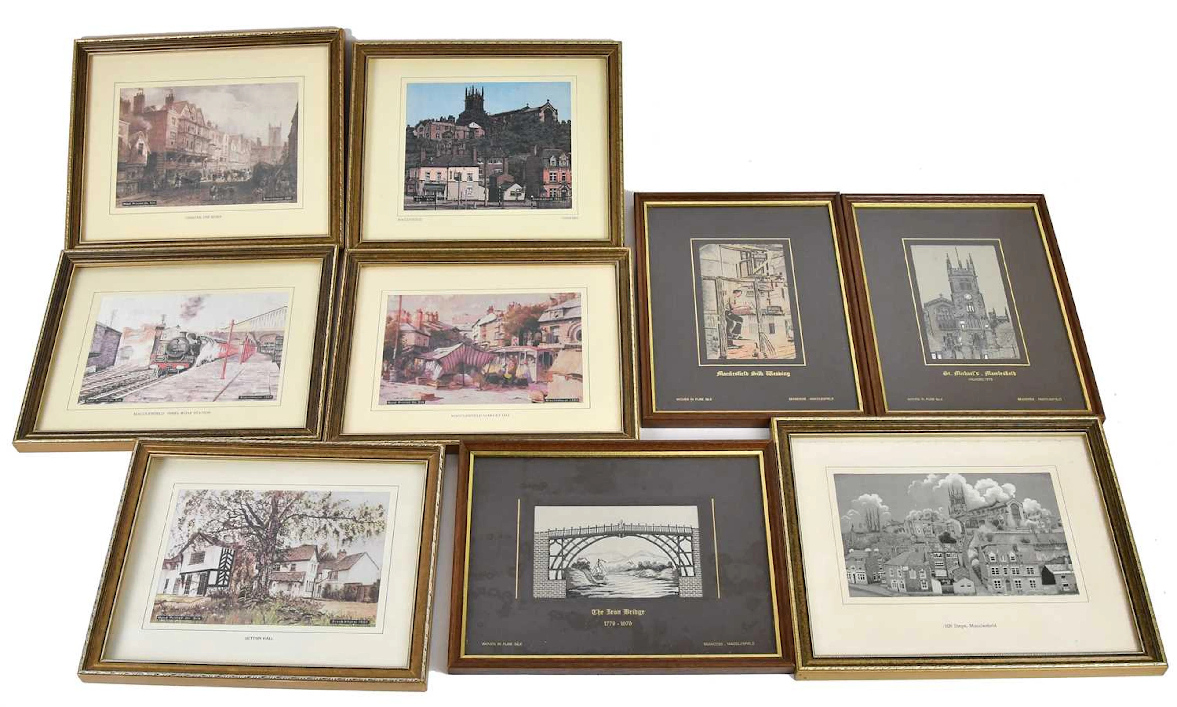 A collection of Macclesfield silks comprising of 'The Iron Bridge'