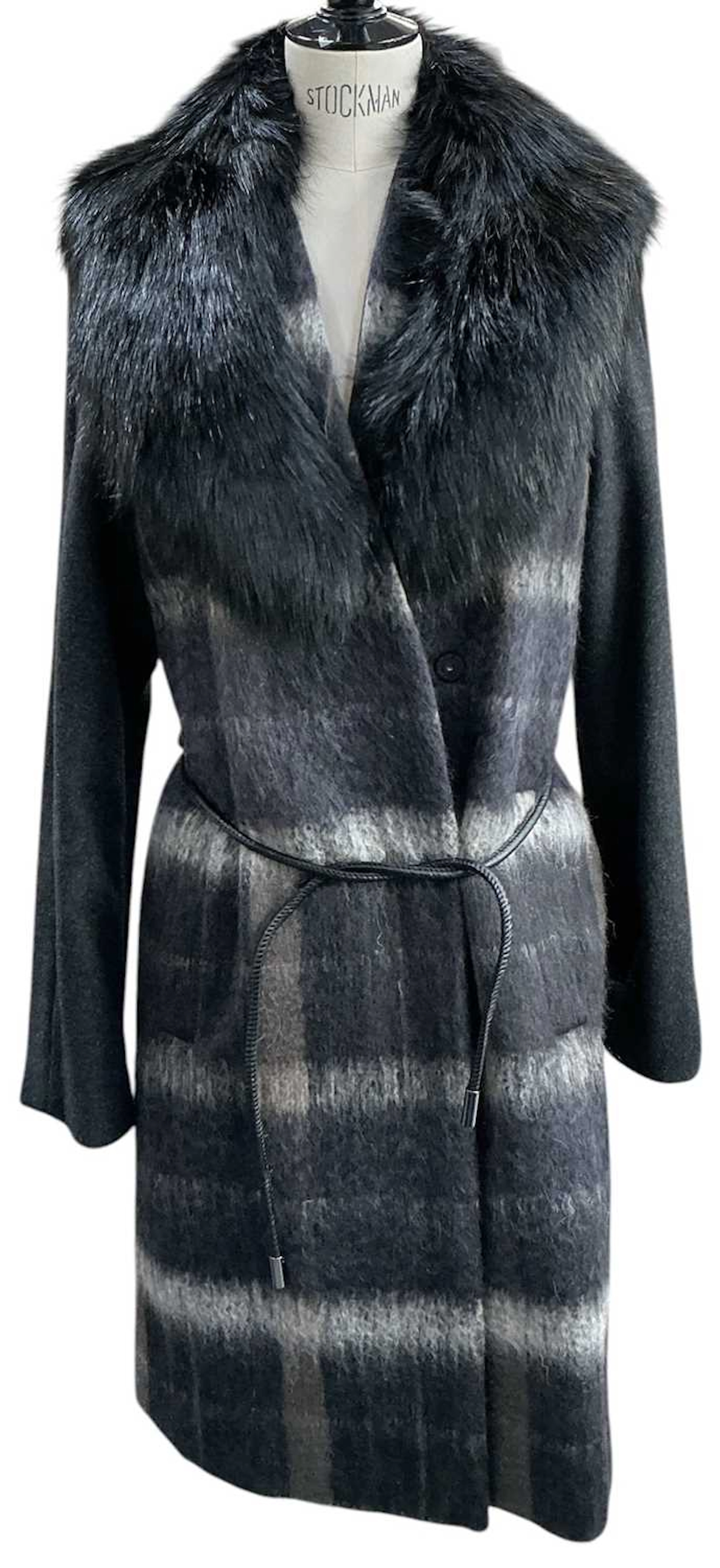 VERA WANG; a vintage wool and faux fur textured plaid...