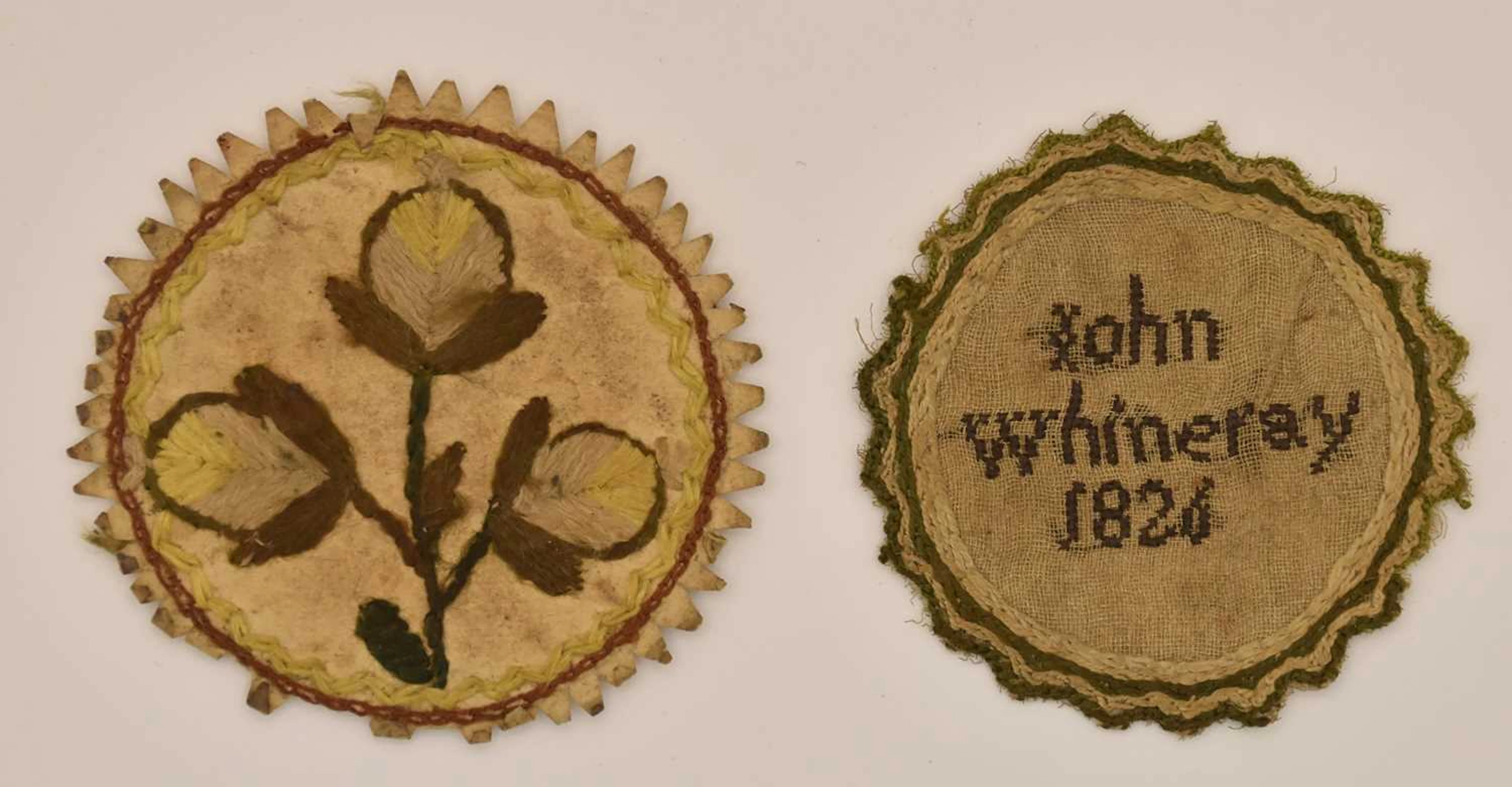 Two early 19th century pocket watch samplers