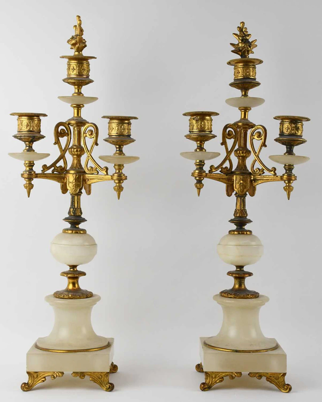 A pair of late 19th century French gilt metal ormolu and...