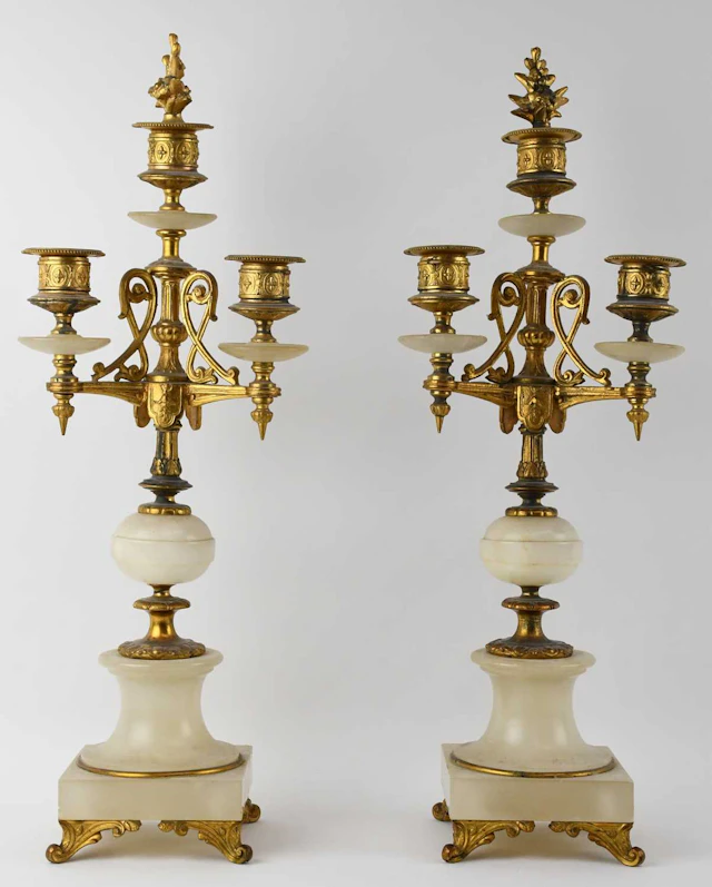 A pair of late 19th century French gilt metal ormolu and...