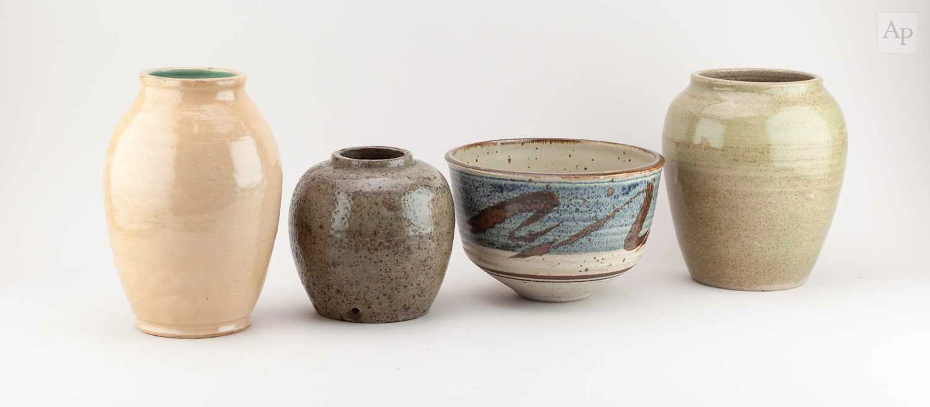 DEREK CLARKSON (1928-2013); a stoneware planter partially...