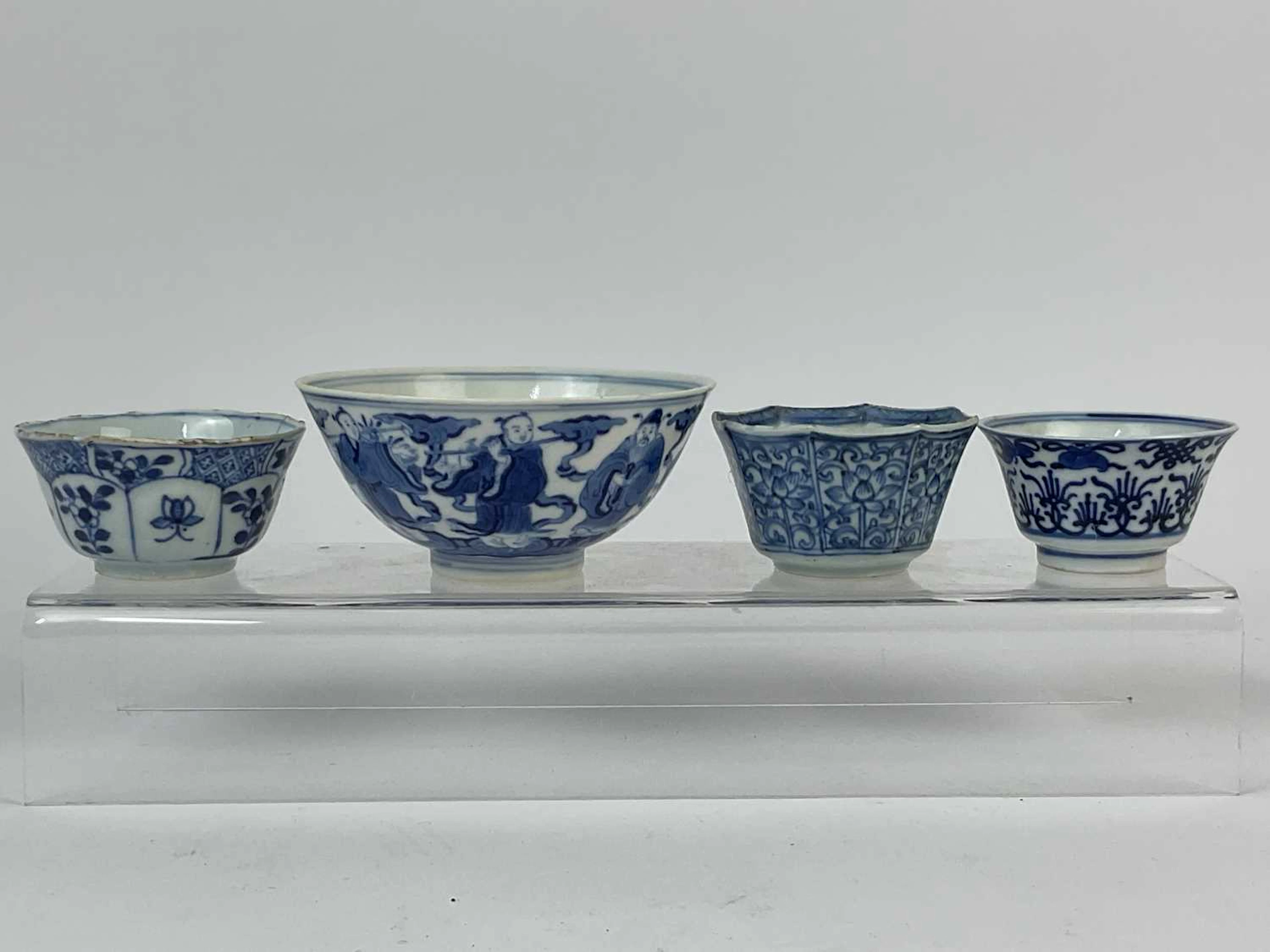 Three Chinese porcelain tea bowls